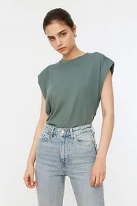 Trendyol Captain Style Cotton Green T-shirt