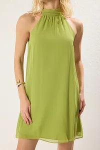 Trendyol Straight Cut Halter Neck Green Dress