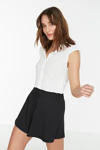 Trendyol Navy Blue Regular Waist Wrap Knitted Short