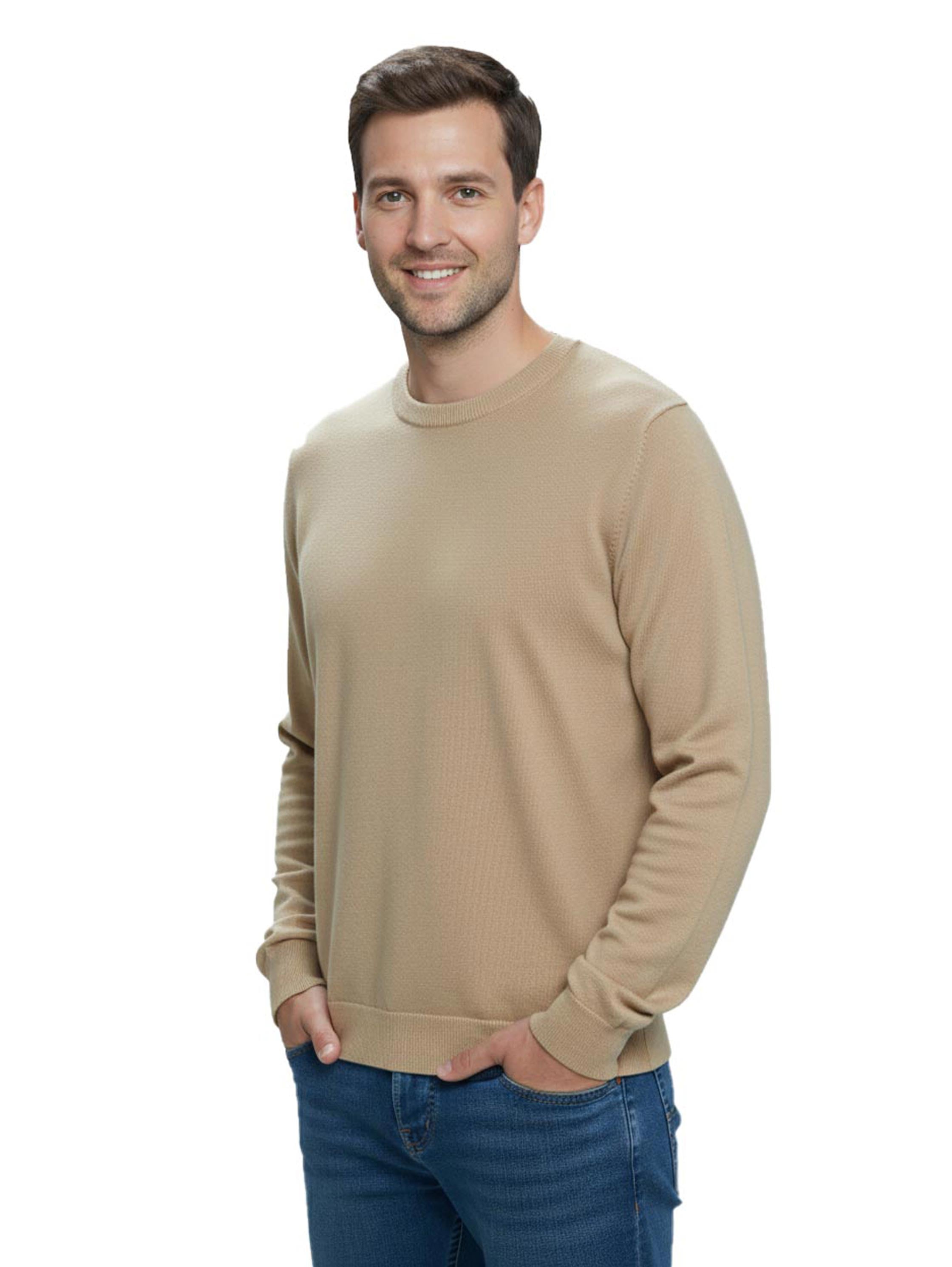 Round Neck Knitwear Beige Pullover