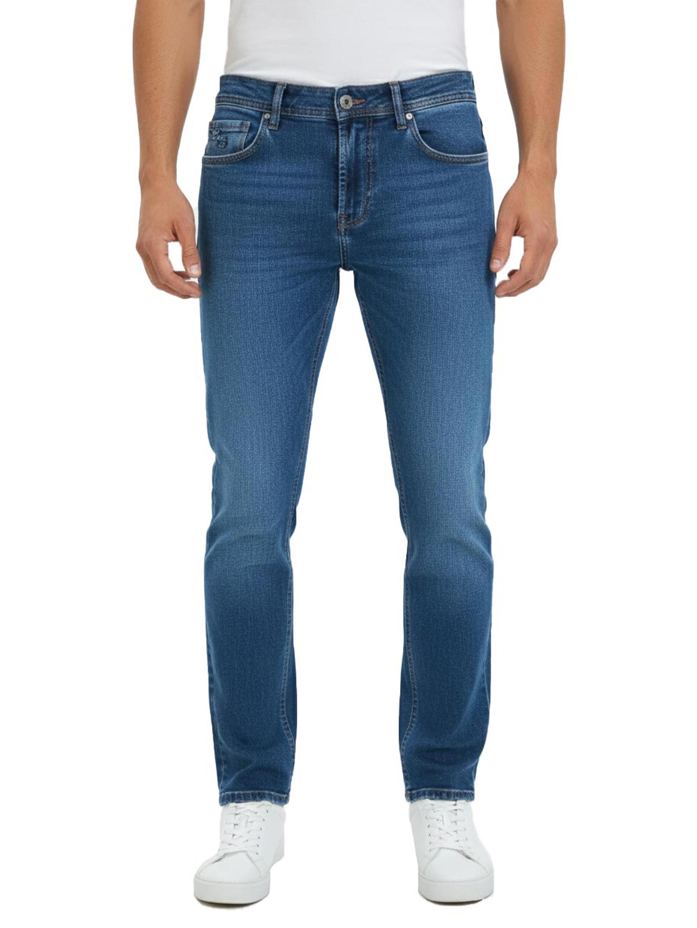 Blue Skinny Jeans With Zipper & Button To Close