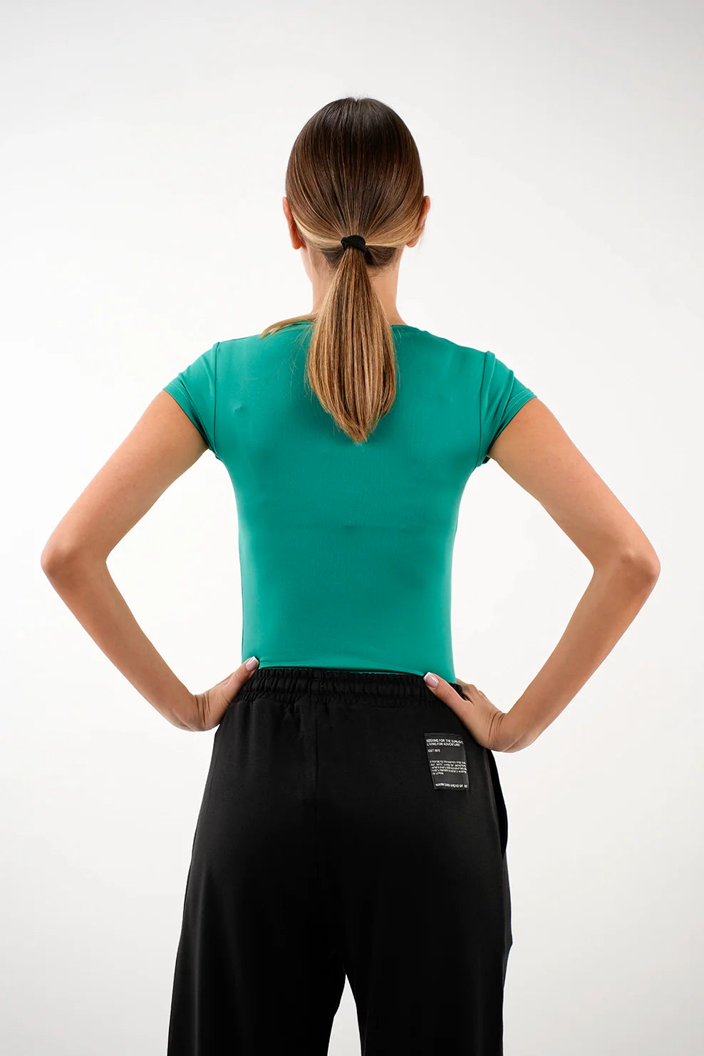 Crew Neck Basic Short Sleeved Green