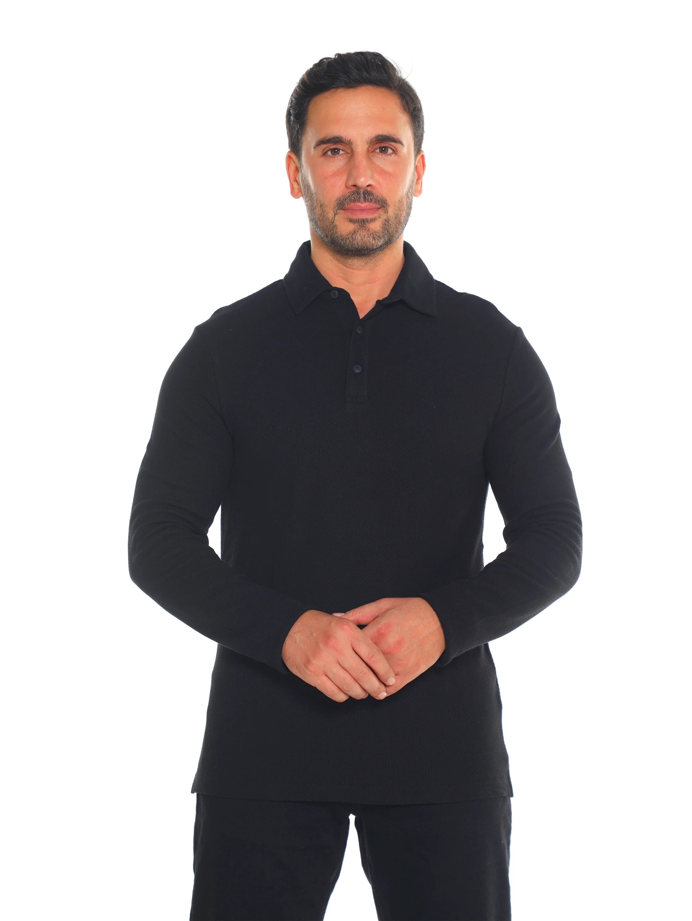 Black Long Sleeved Polo