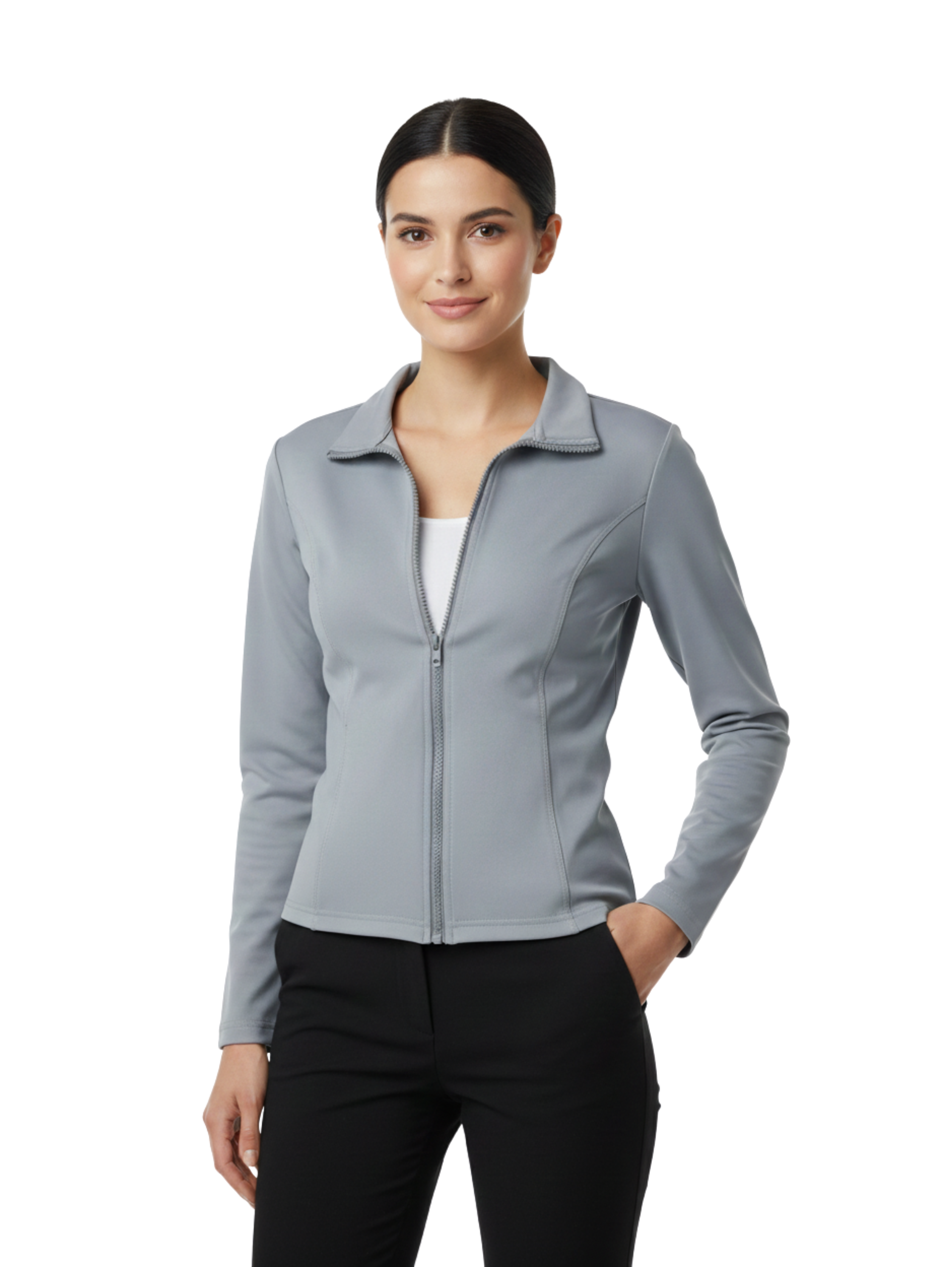 Slim Grey Zippered Sport Jacket