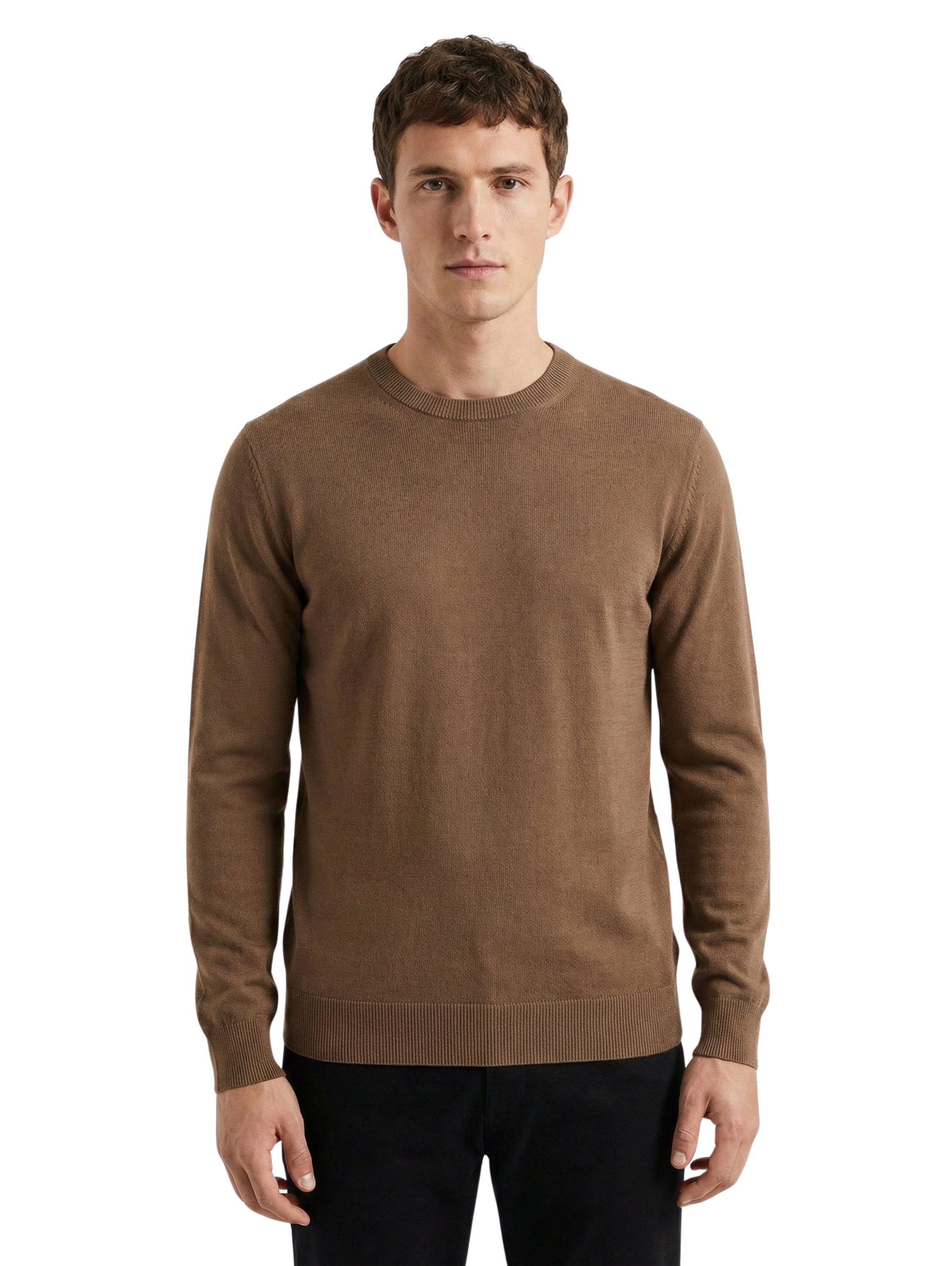 Damat Round Neck Knitwear Brown Long Sleeve Pullover