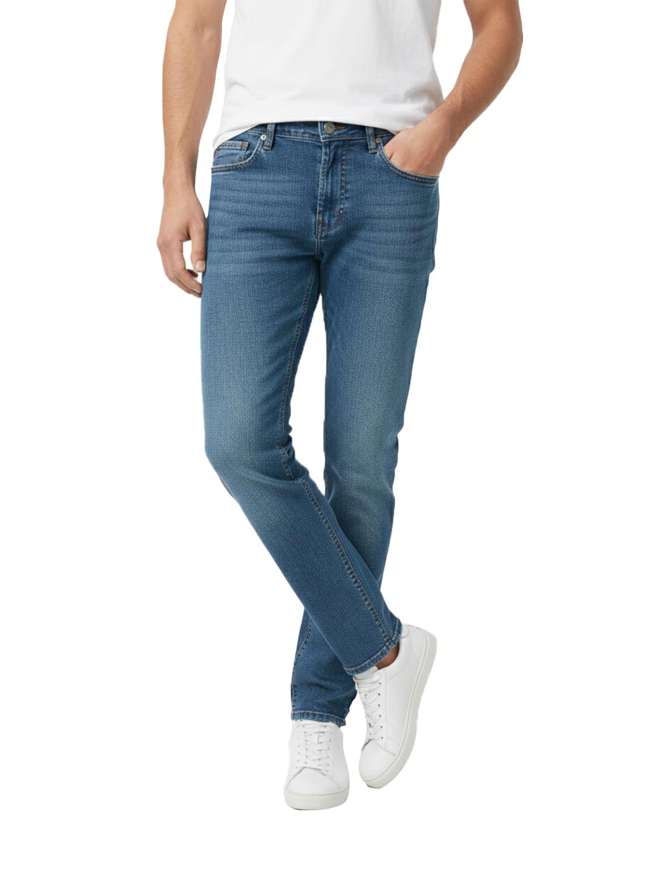 Slim Straight Light Blue Denim Jeans Five Pockets Style