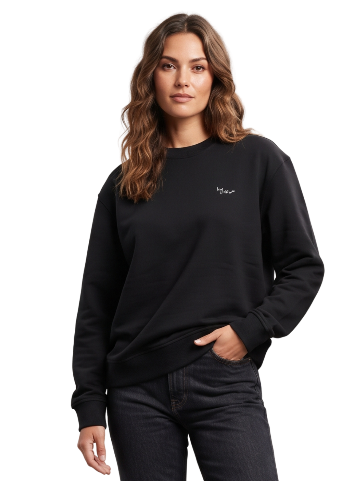 Black Round-Neckline Pullover