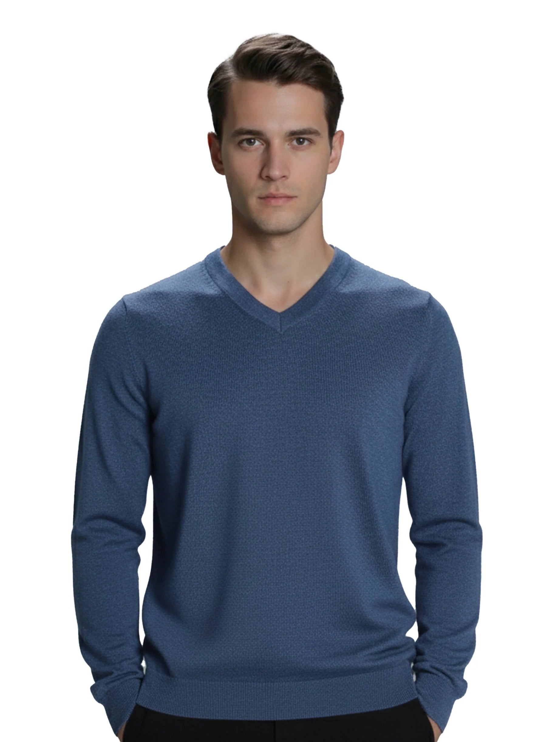 Indigo V-Neck Long Sleeved Knitwear Pullover