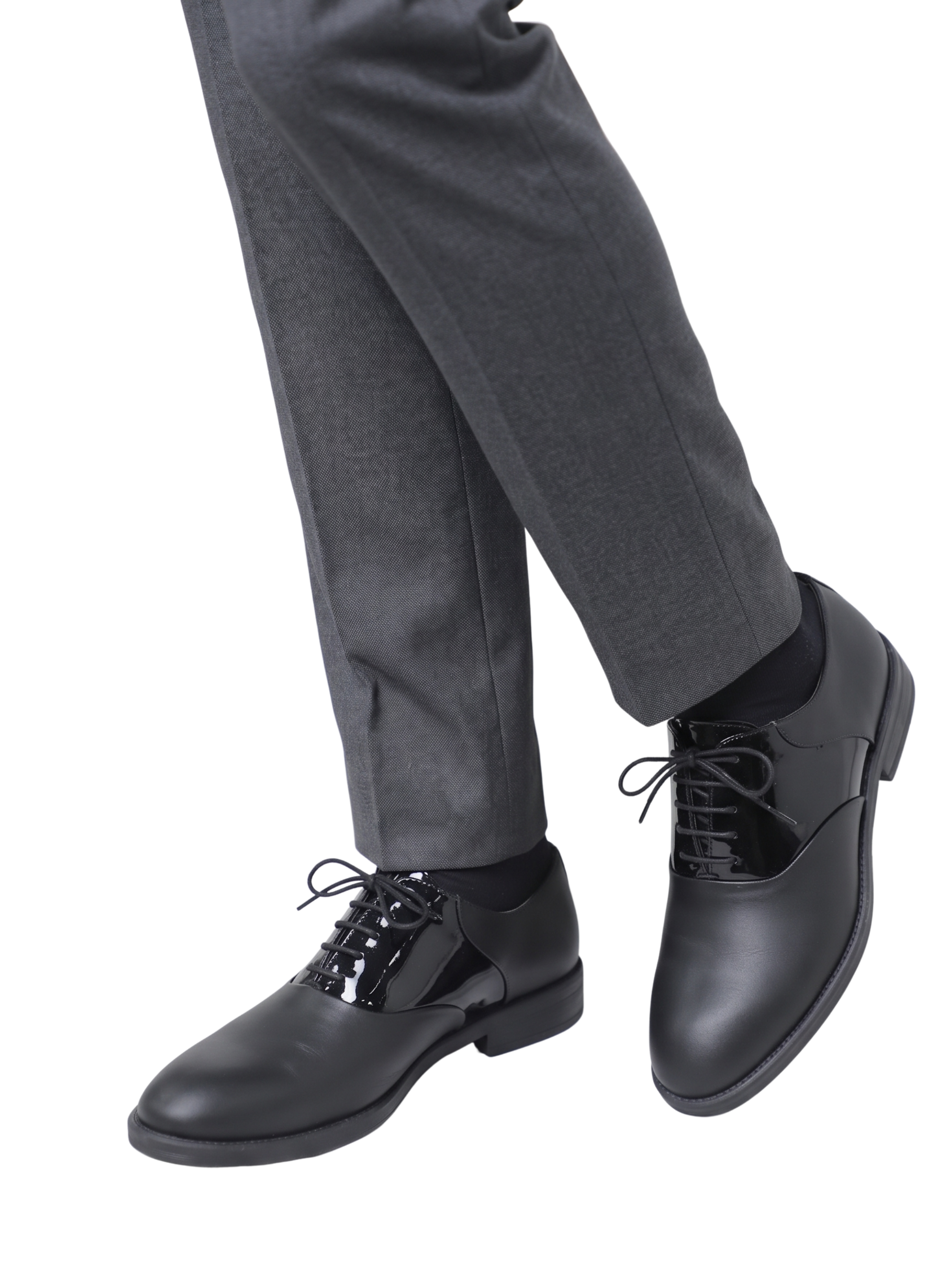 Classic Black Matte Finish with High Shine Patent Tuxedo Shoes