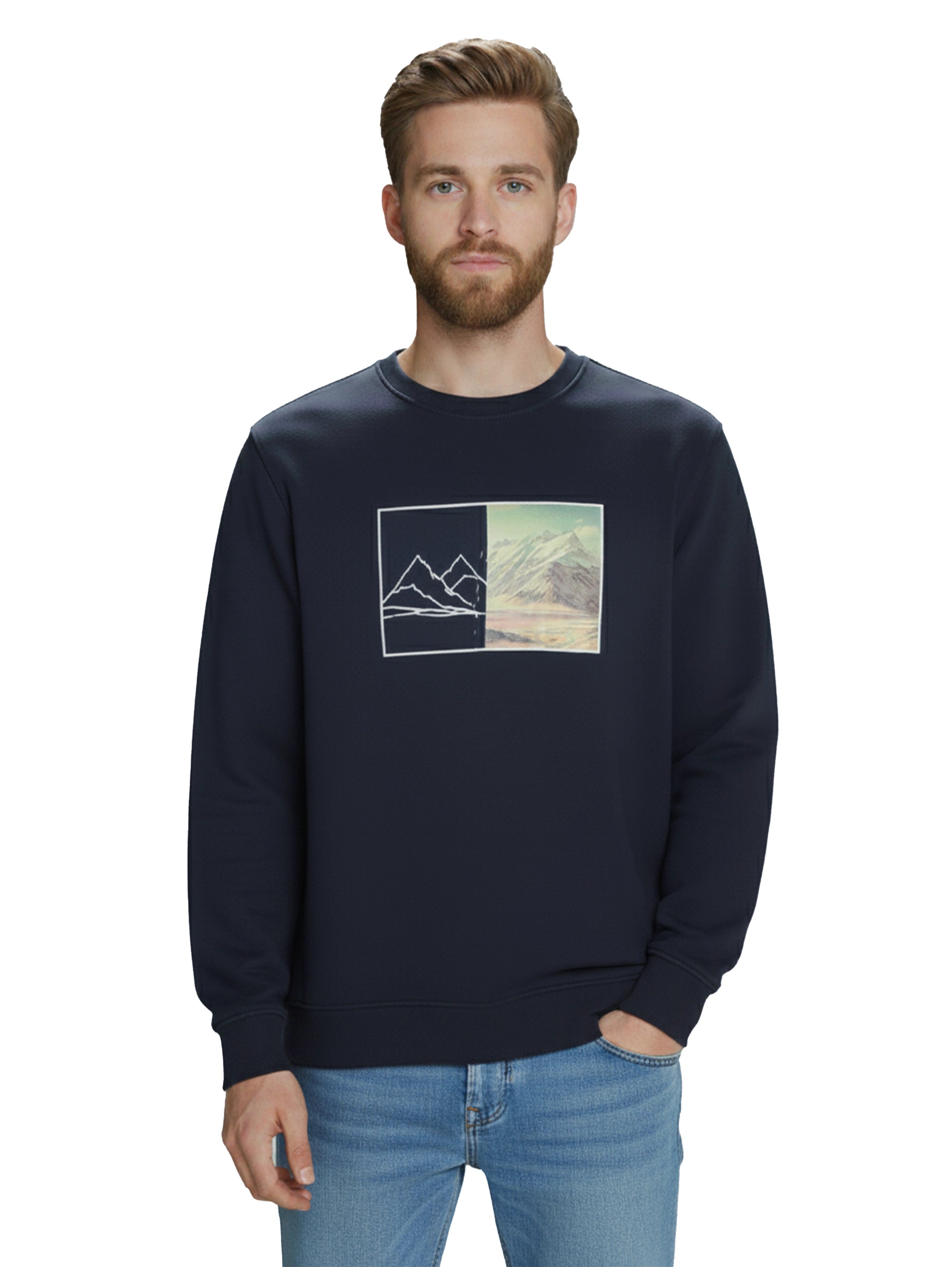 Cotton Long Sleeved Navy Sweater