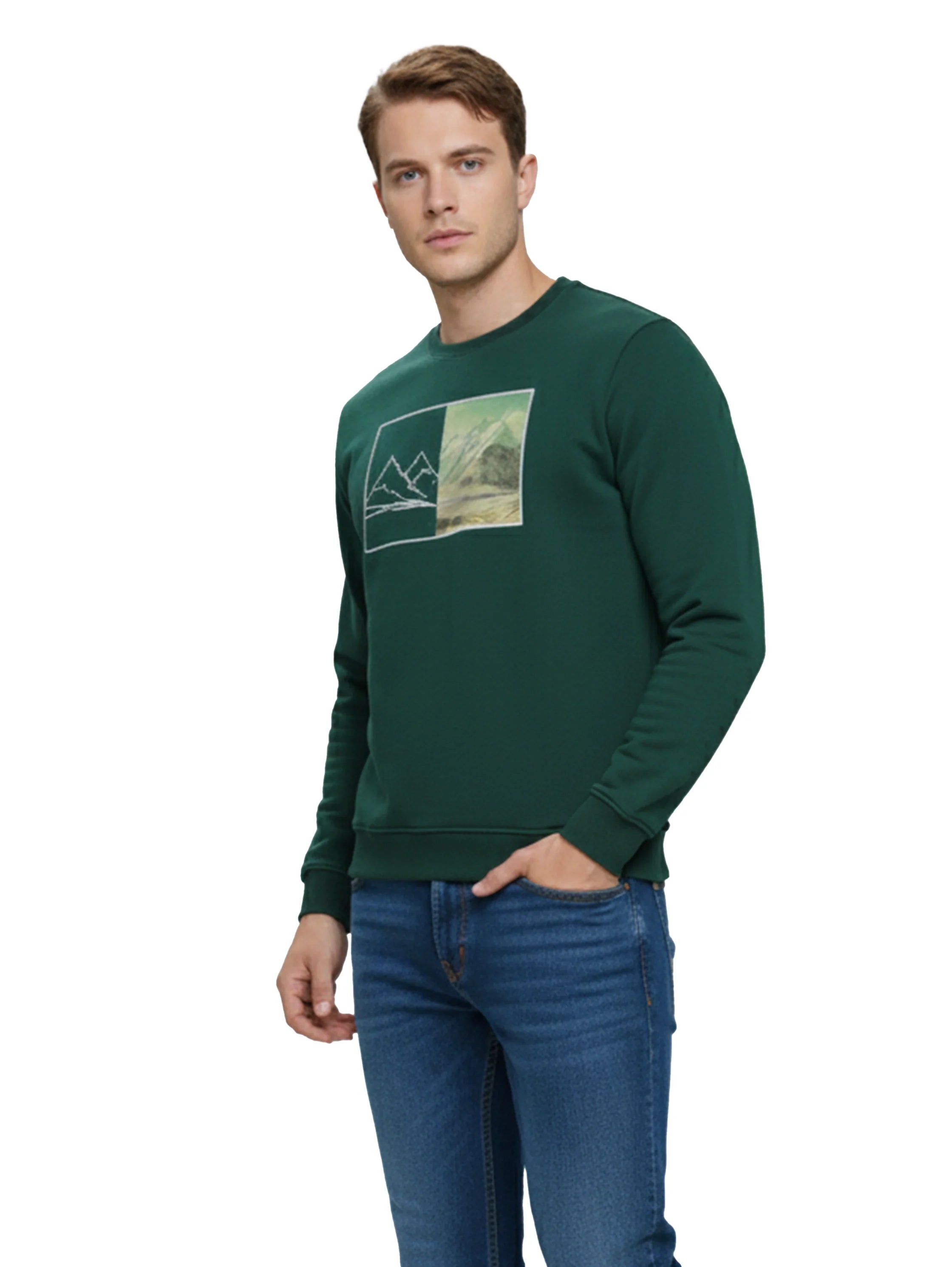 Cotton Long Sleeved Green Sweater