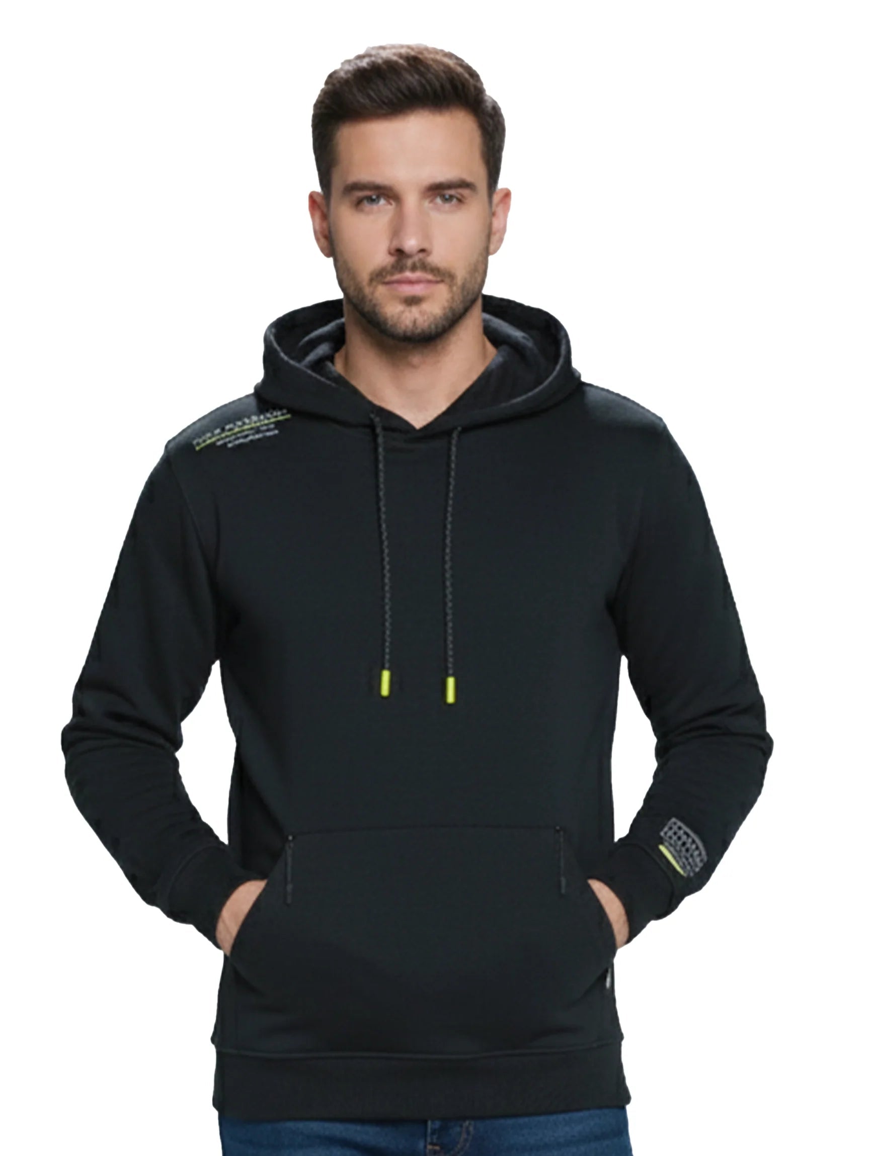 Long Sleeved Black Hoodie With Kangaroo Zippered Pocket