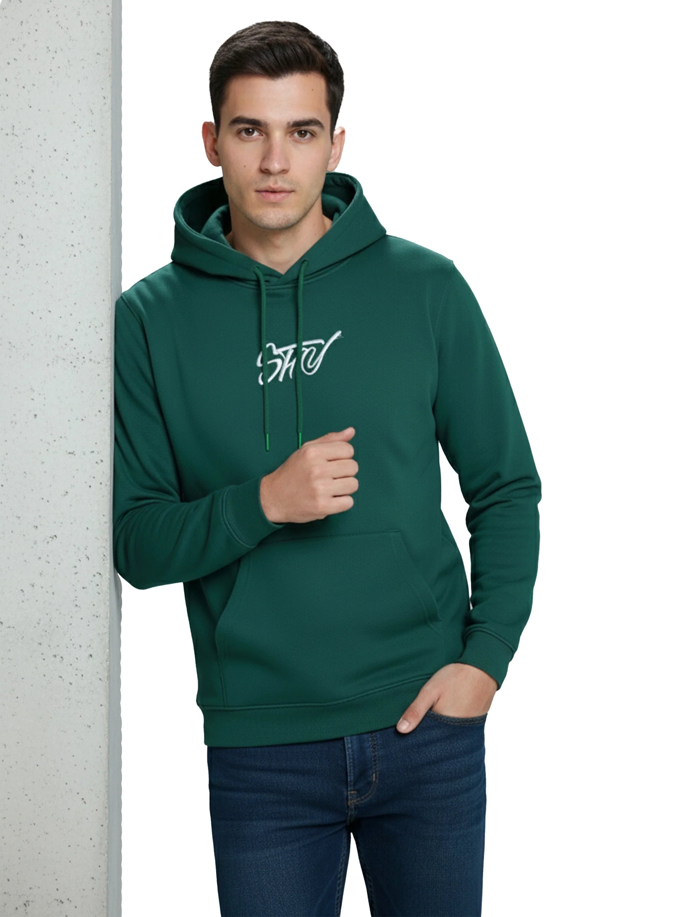 Warm Green Hoodie With Back Front Design