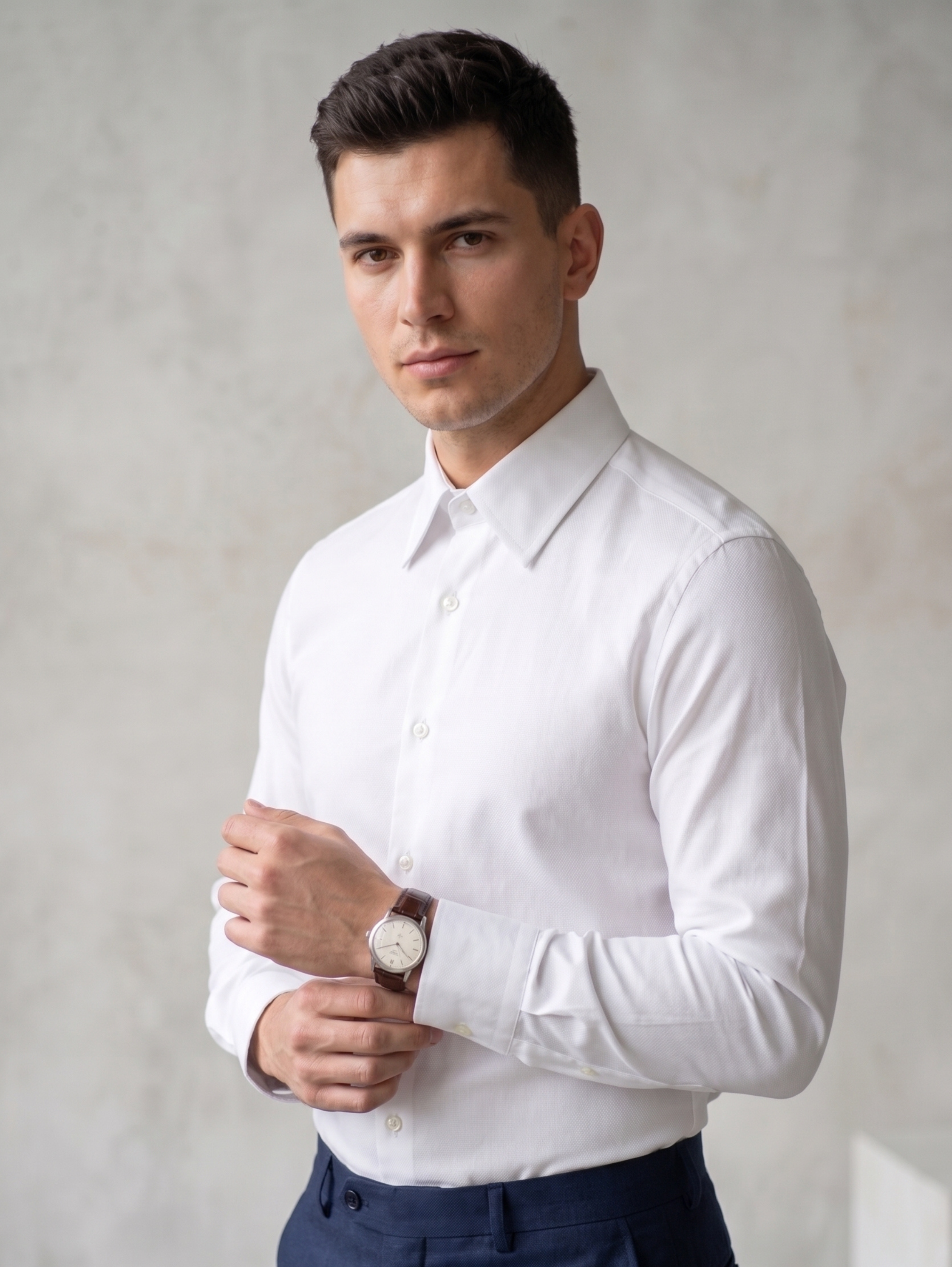 Classic Slim Fit White Long Sleeved Shirt
