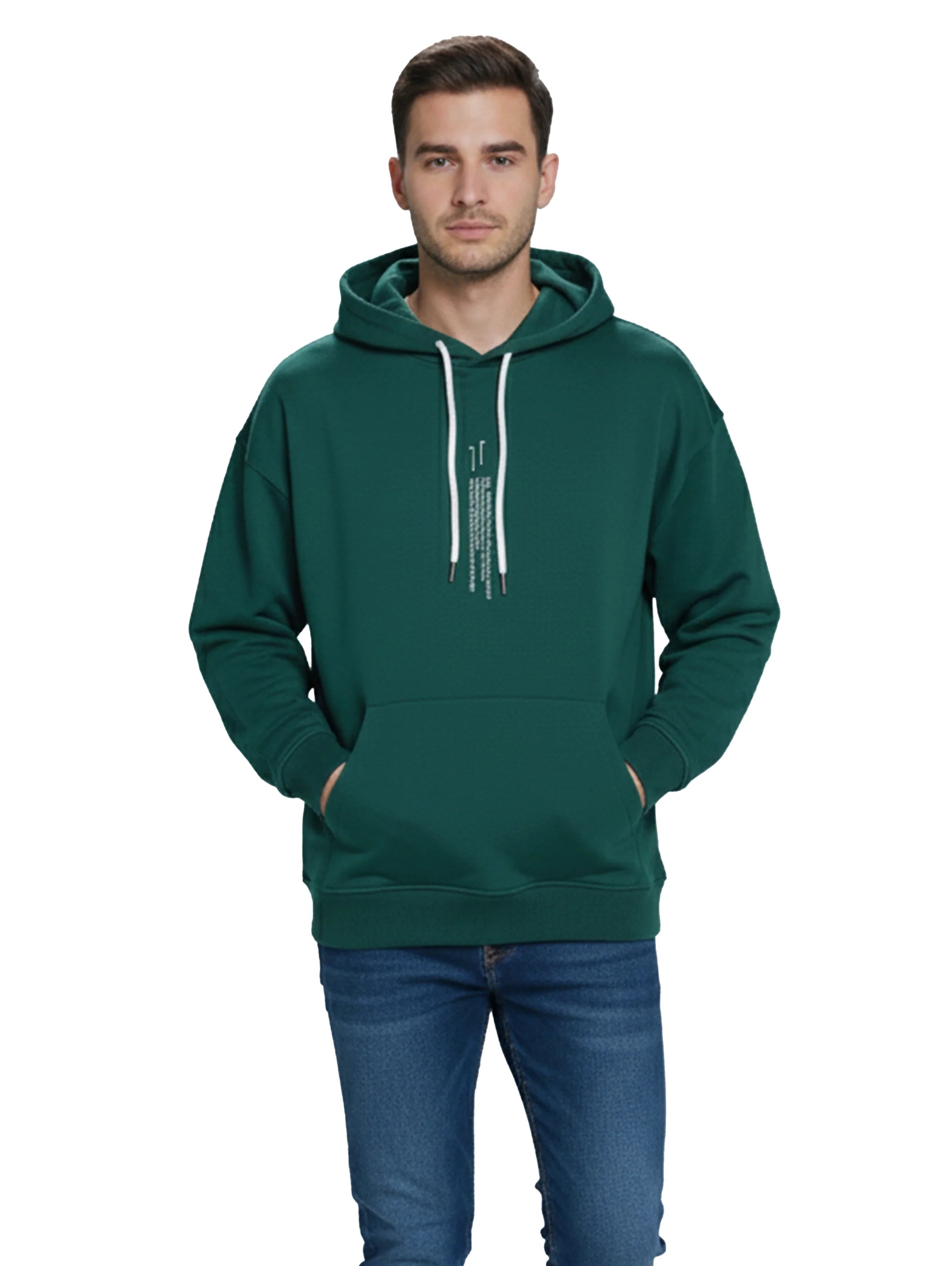 Green Cotton Hoodie With Adjustable Drawstring