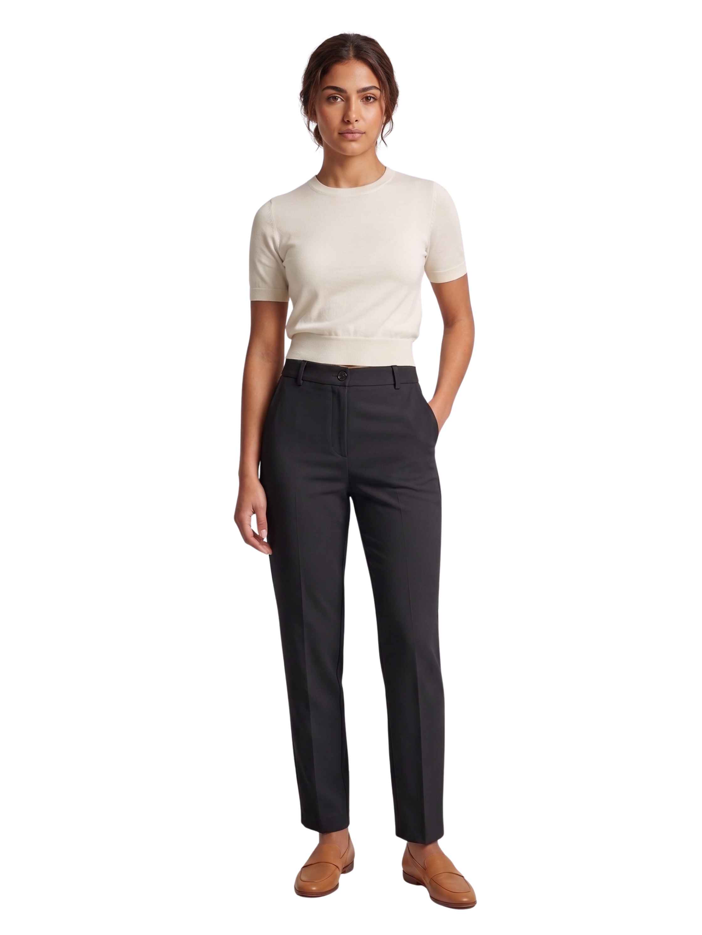 Black Classic Straight Leg Pants With Side Pockets