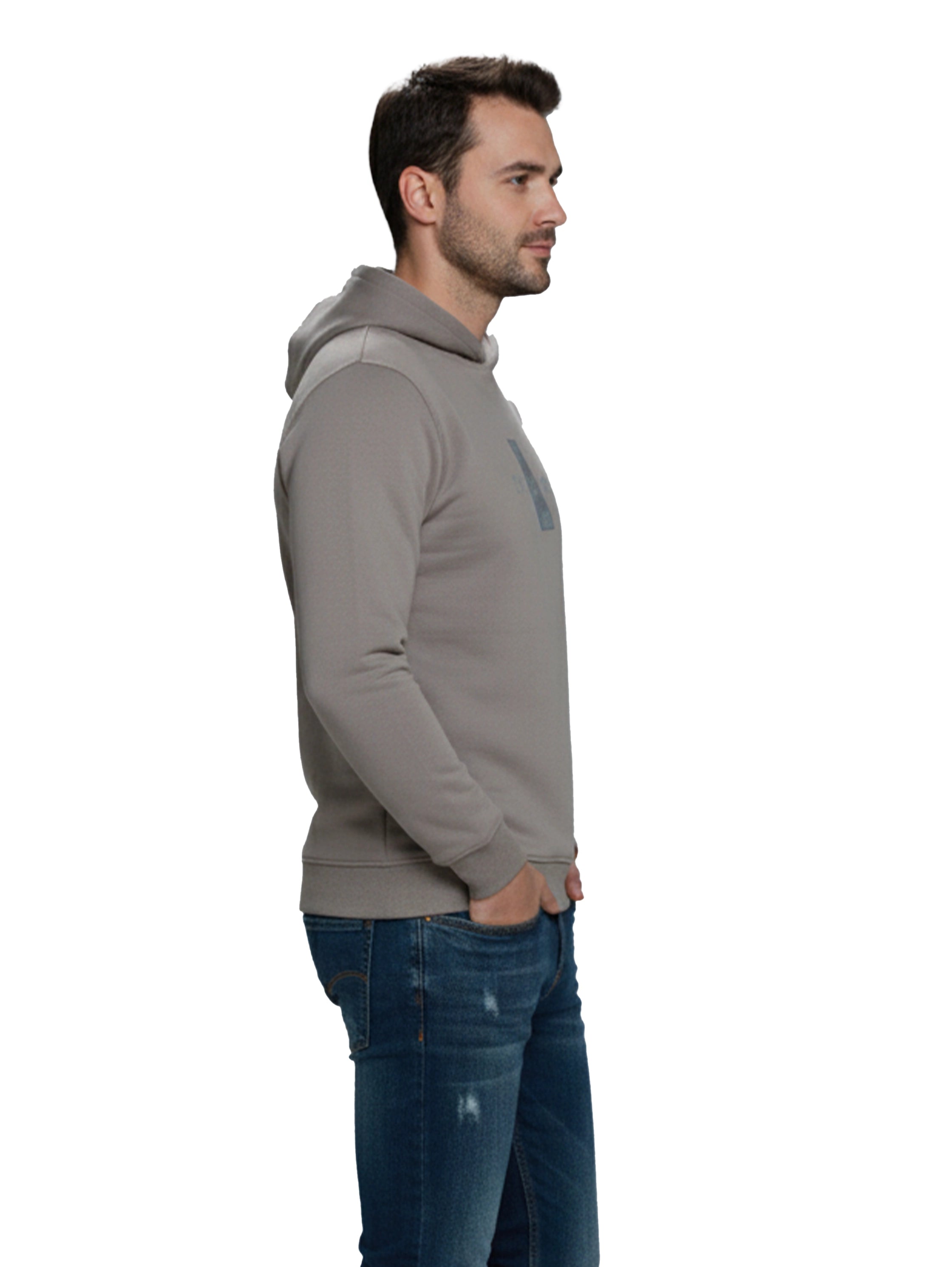 Grey Cotton Hoodie With Front Number Design