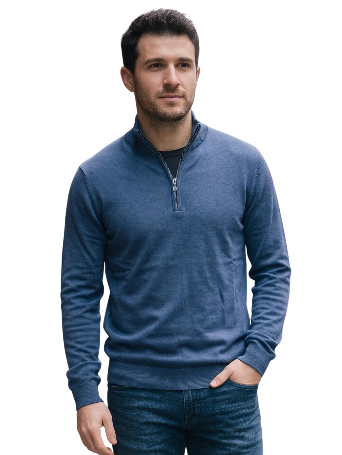 Indigo Half-Zipper Pullover