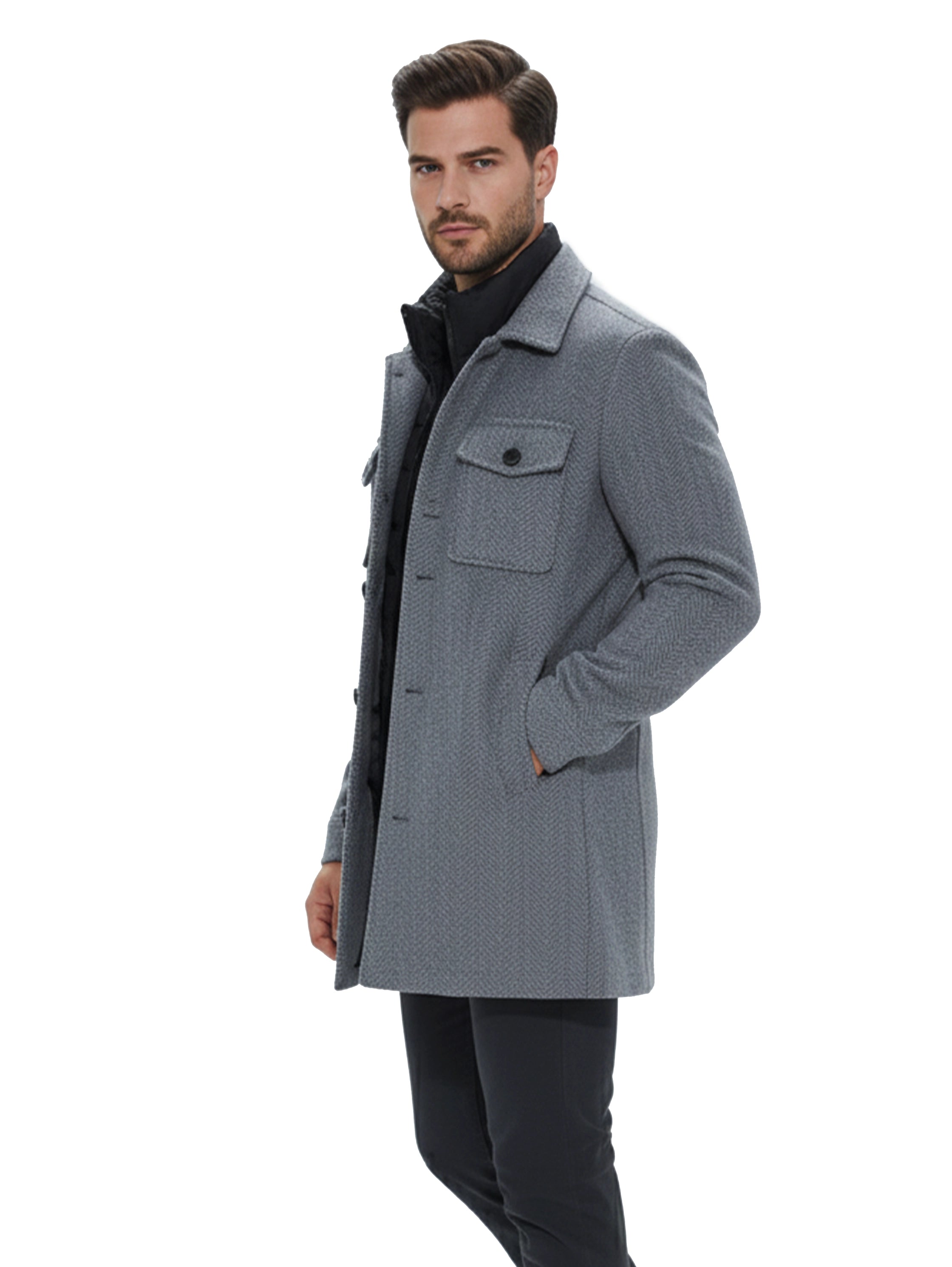 Grey Coat With Removable Inside Layer