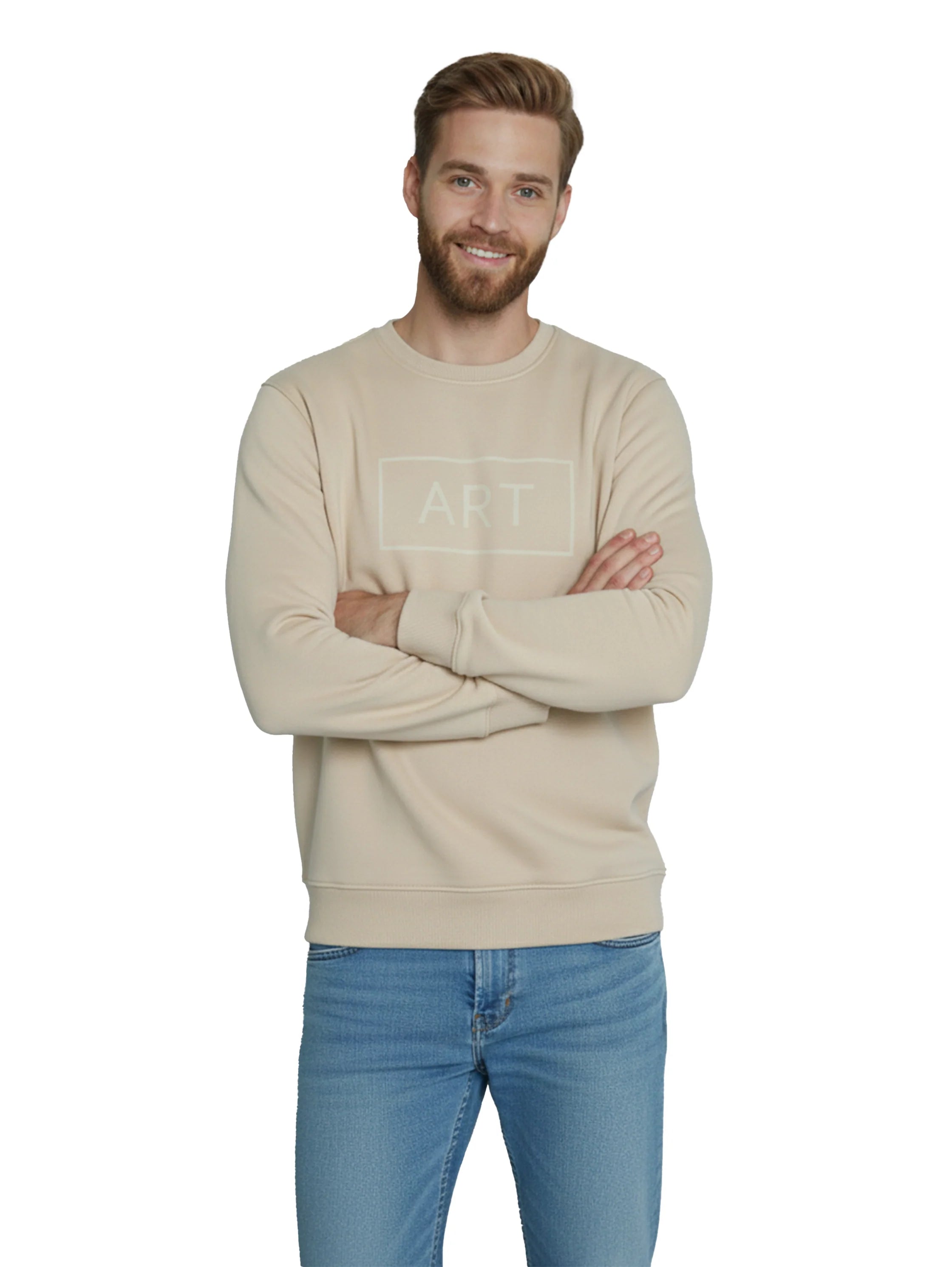 Beige Sweater with " Art" Front Design