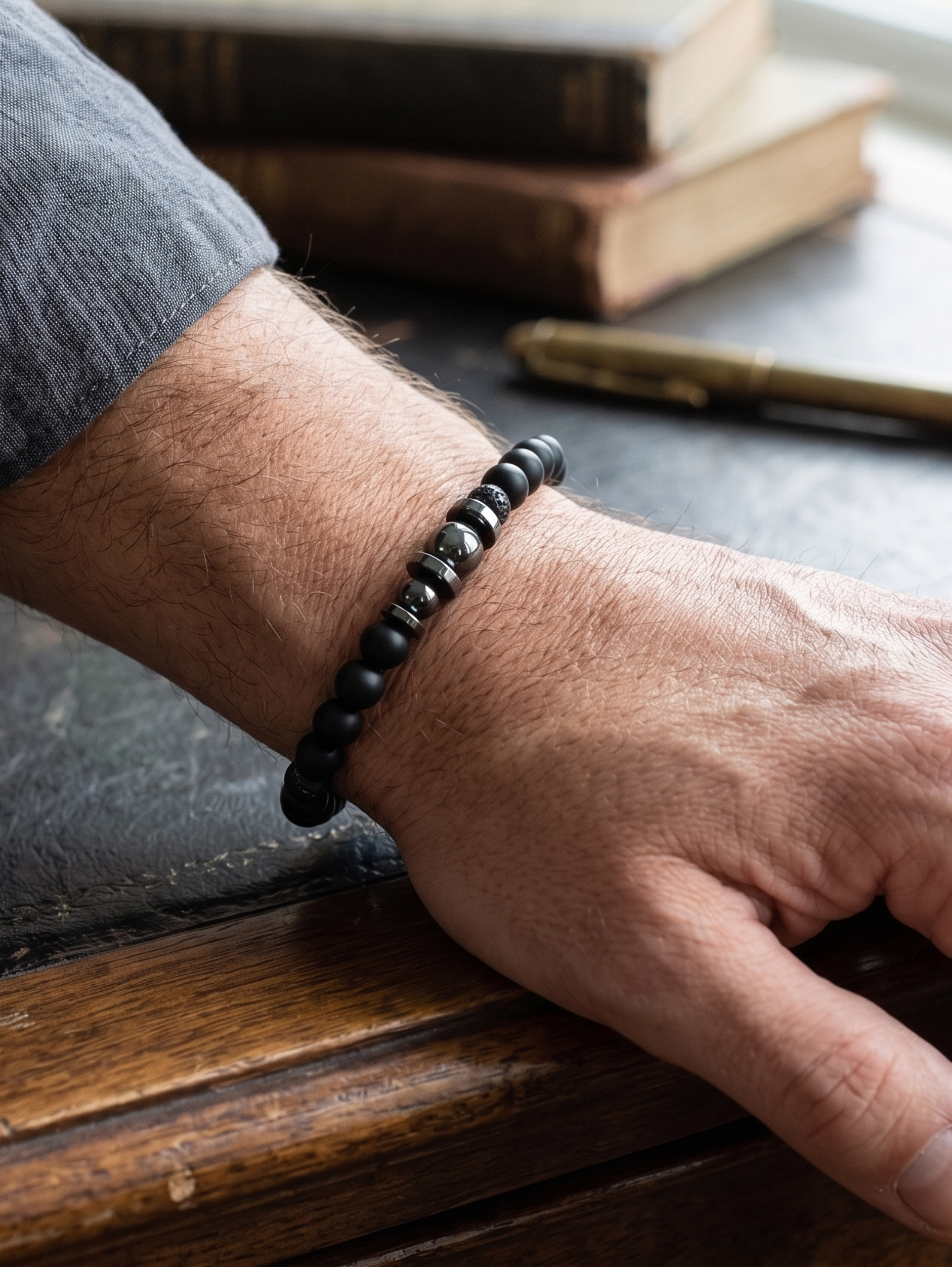 One Layer Beaded Black Bracelet