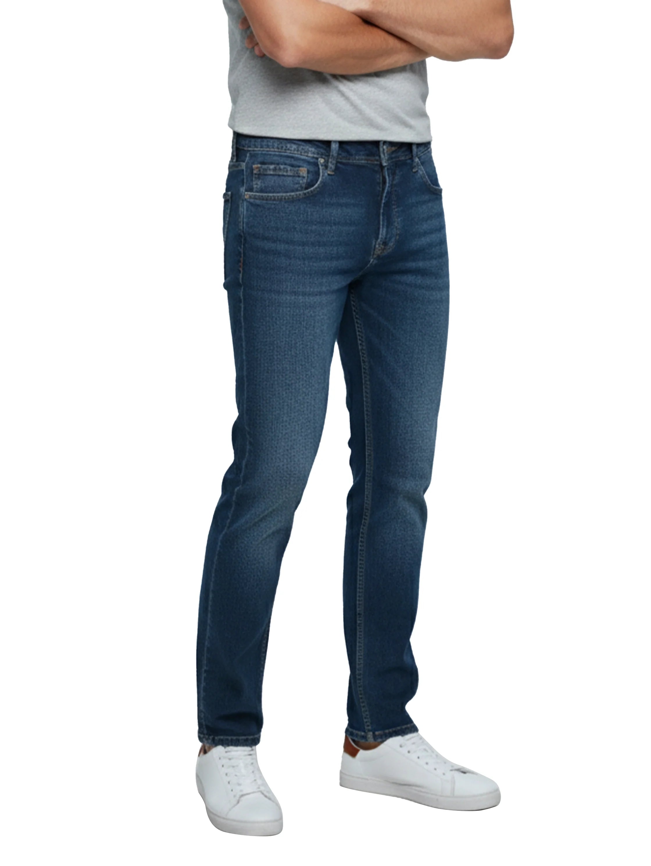 Blue Slim Straight Washed Jeans