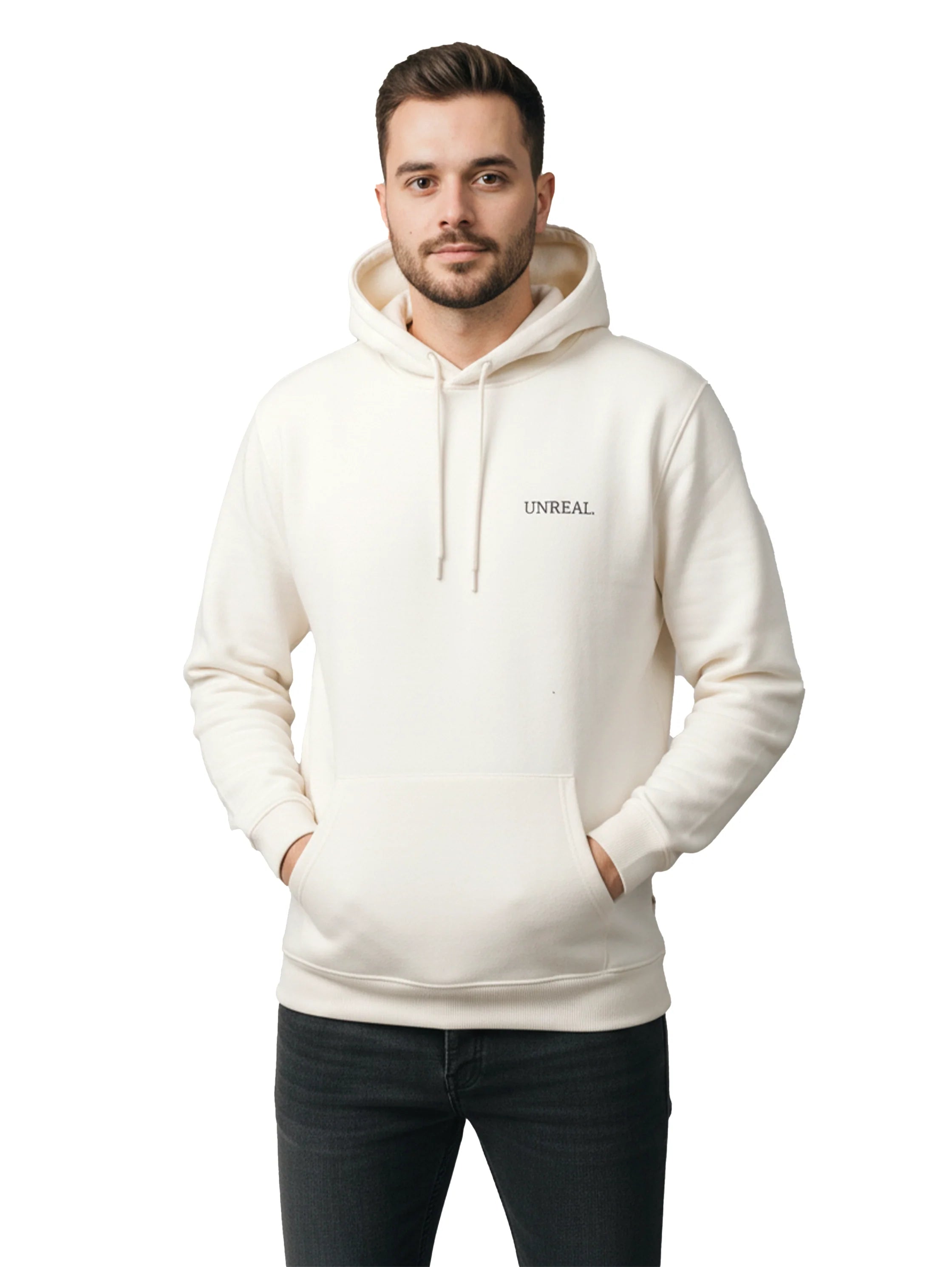 Offwhite Casual Hoodie With Kangaroo Pocket