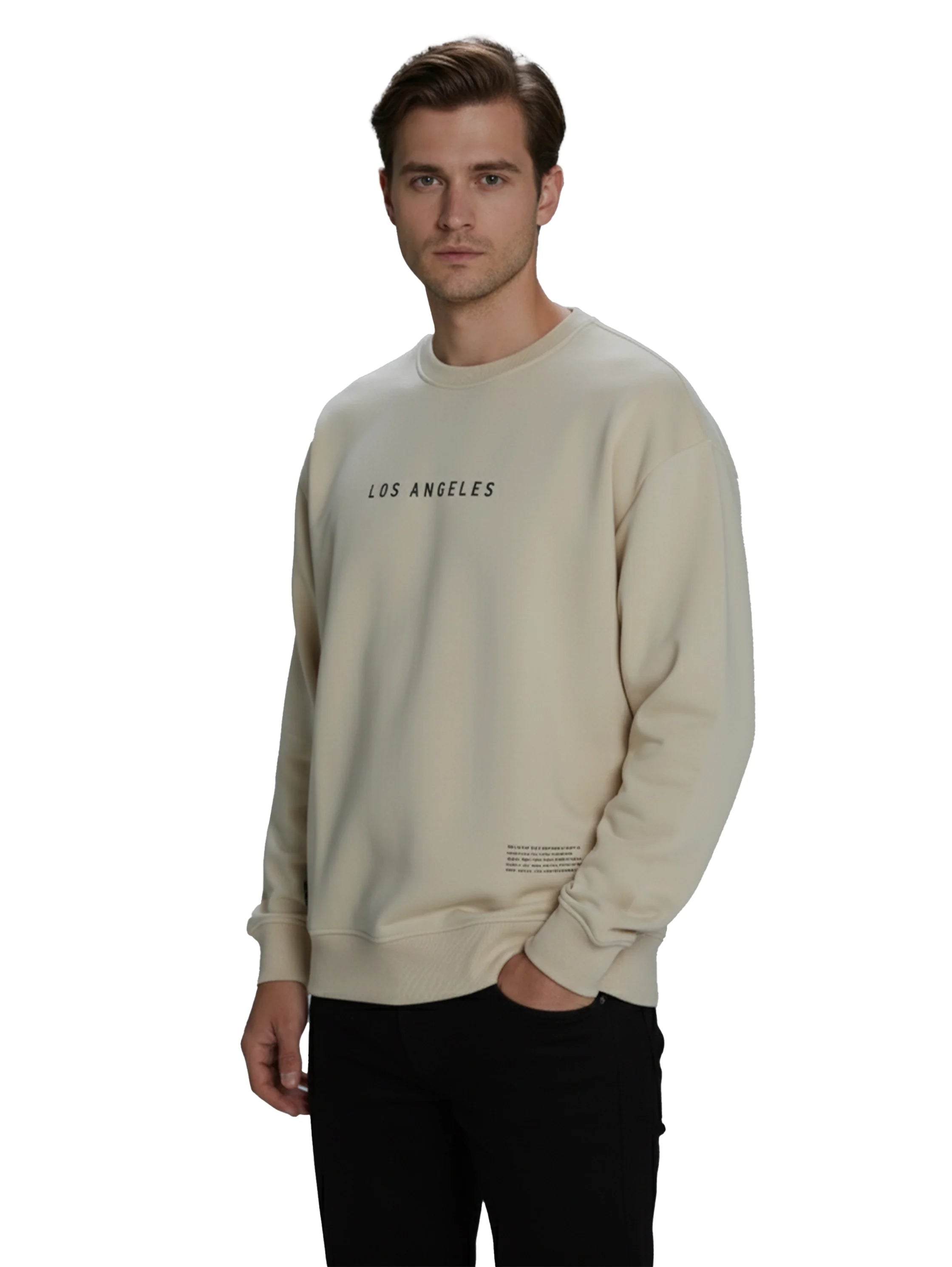 Long Sleeve Beige Sweater With " Los Angeles" Front Design