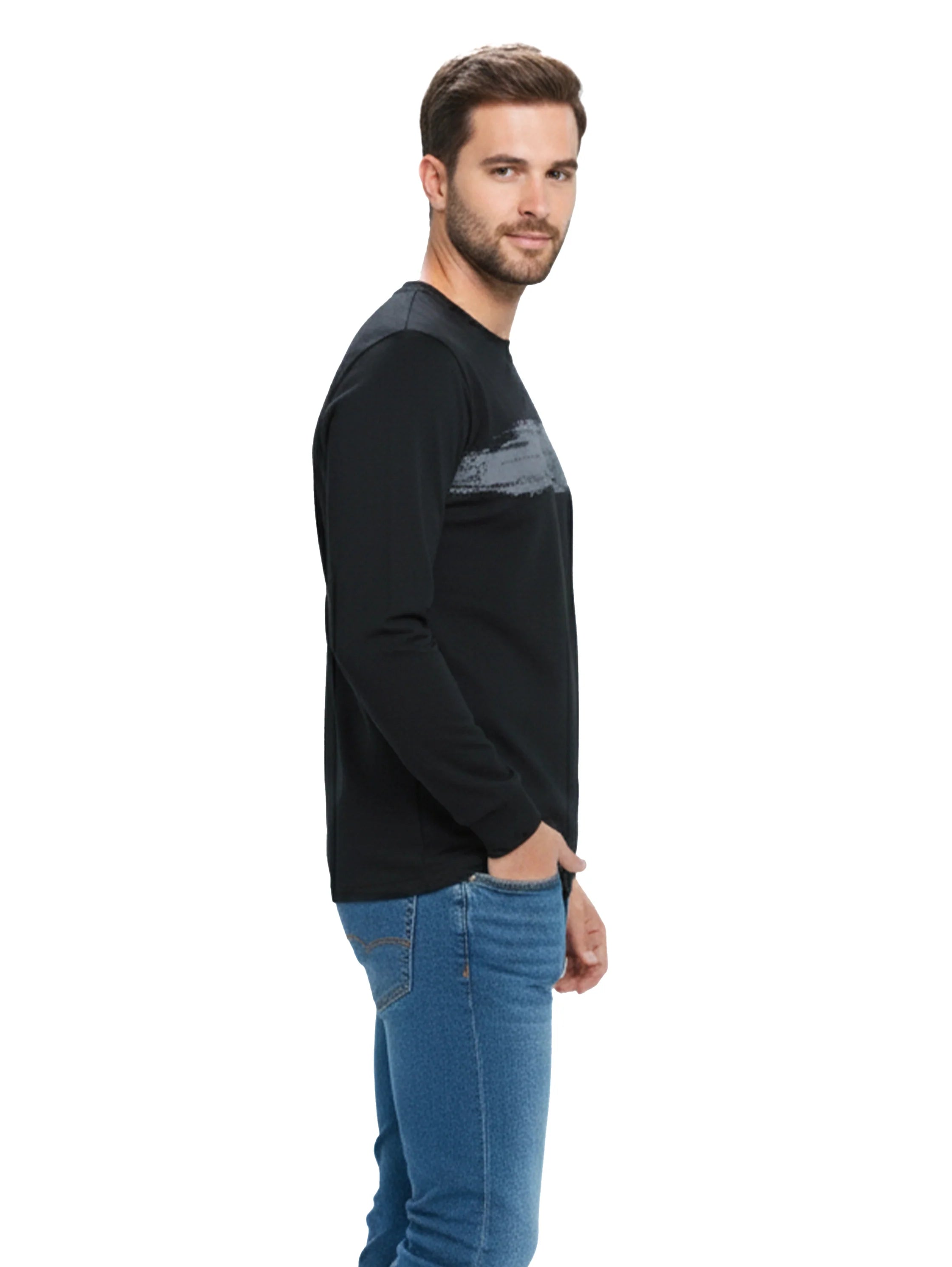 Black Cotton Long Sleeved Sweater