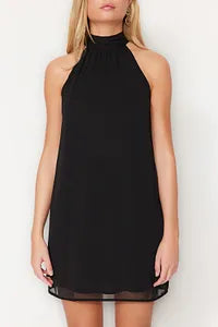Trendyol Straight Cut Halter Neck Black Dress