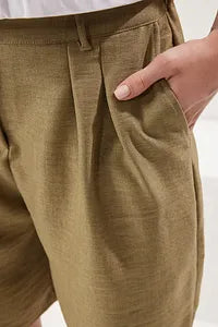 Trendyol High Waist Linen Bermuda Short