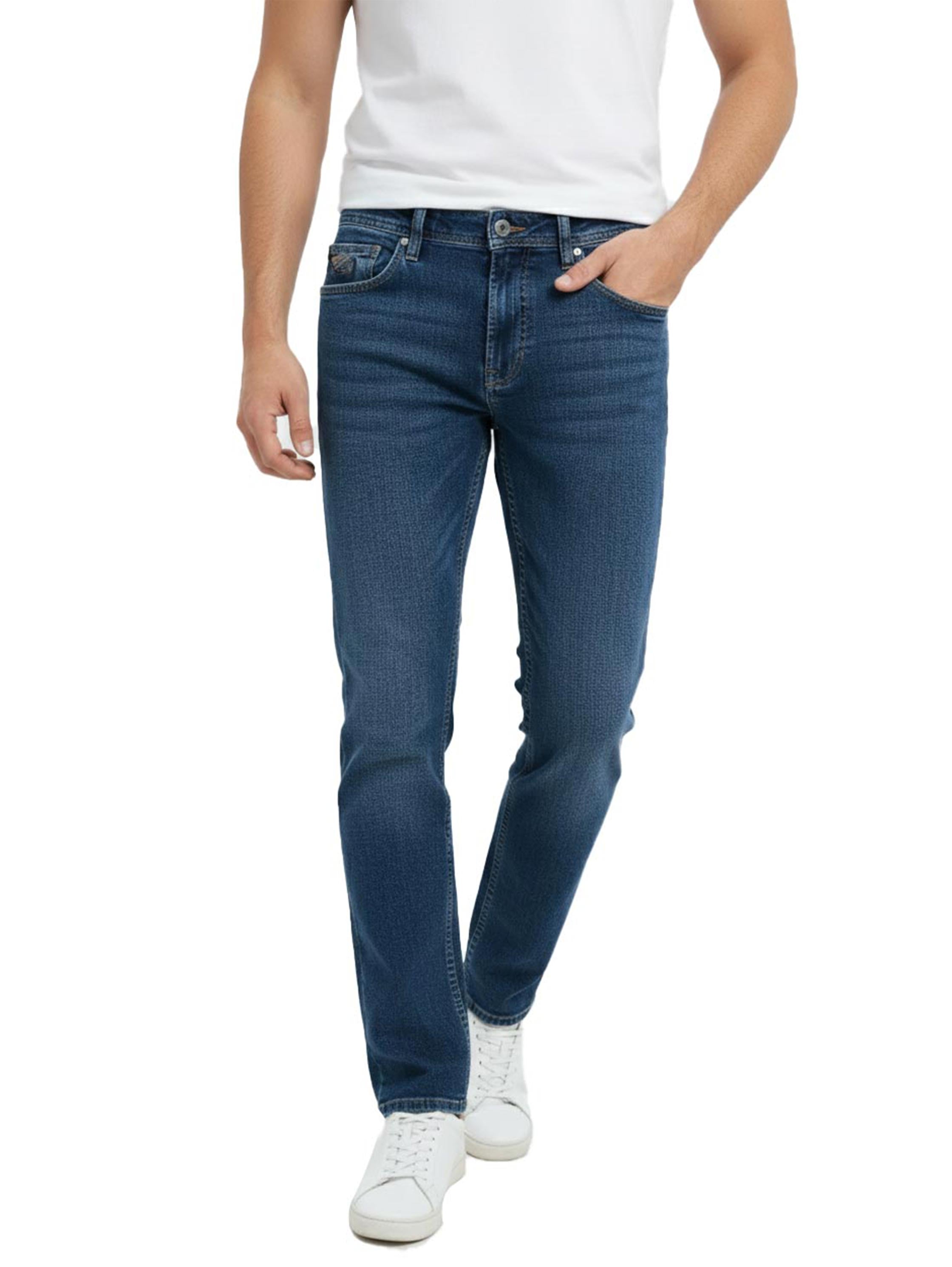 Skinny Blue Denim Jeans With Zipper & Button To Close