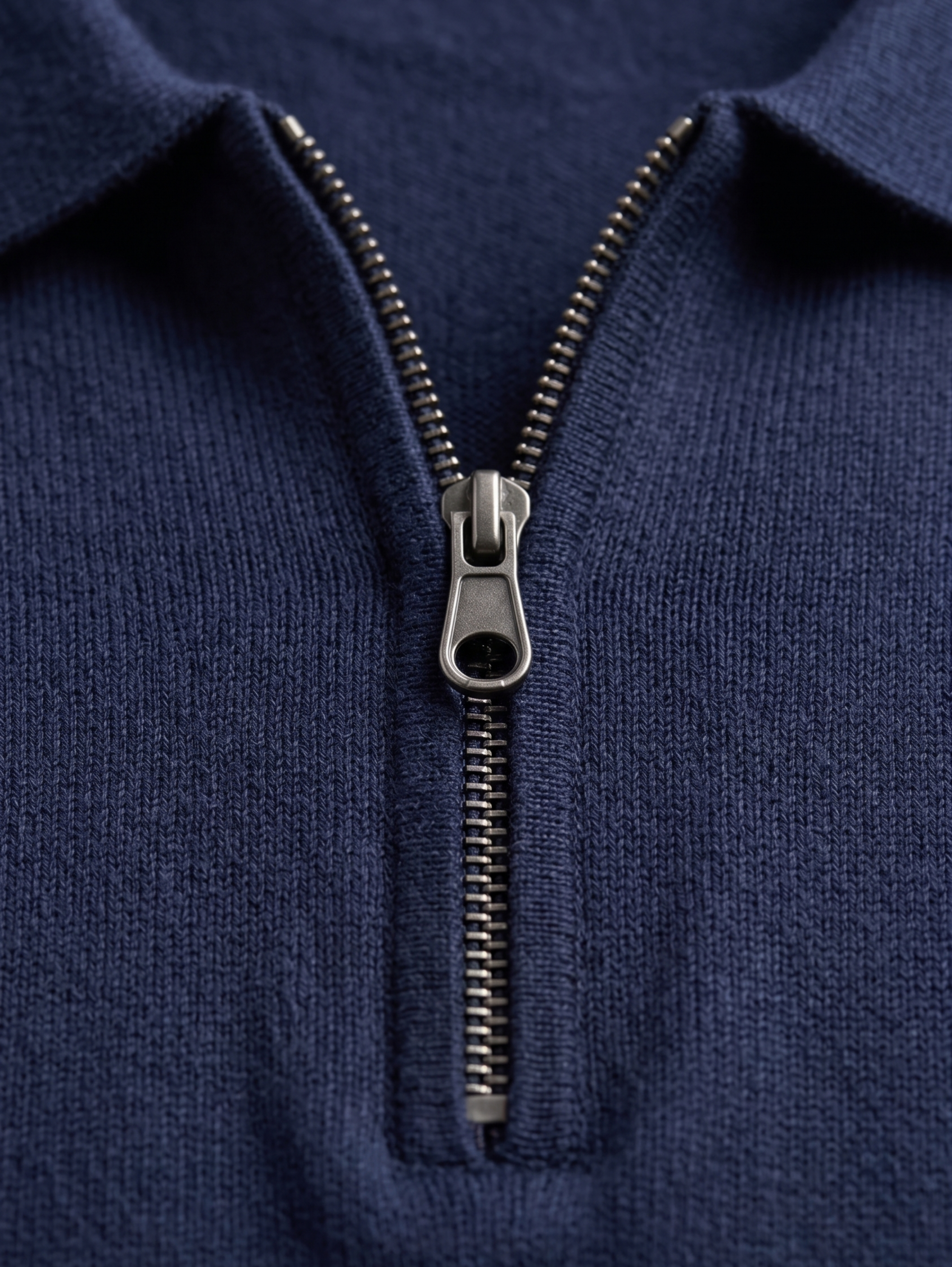 Navy Short Sleeved Polo With Modern Zip