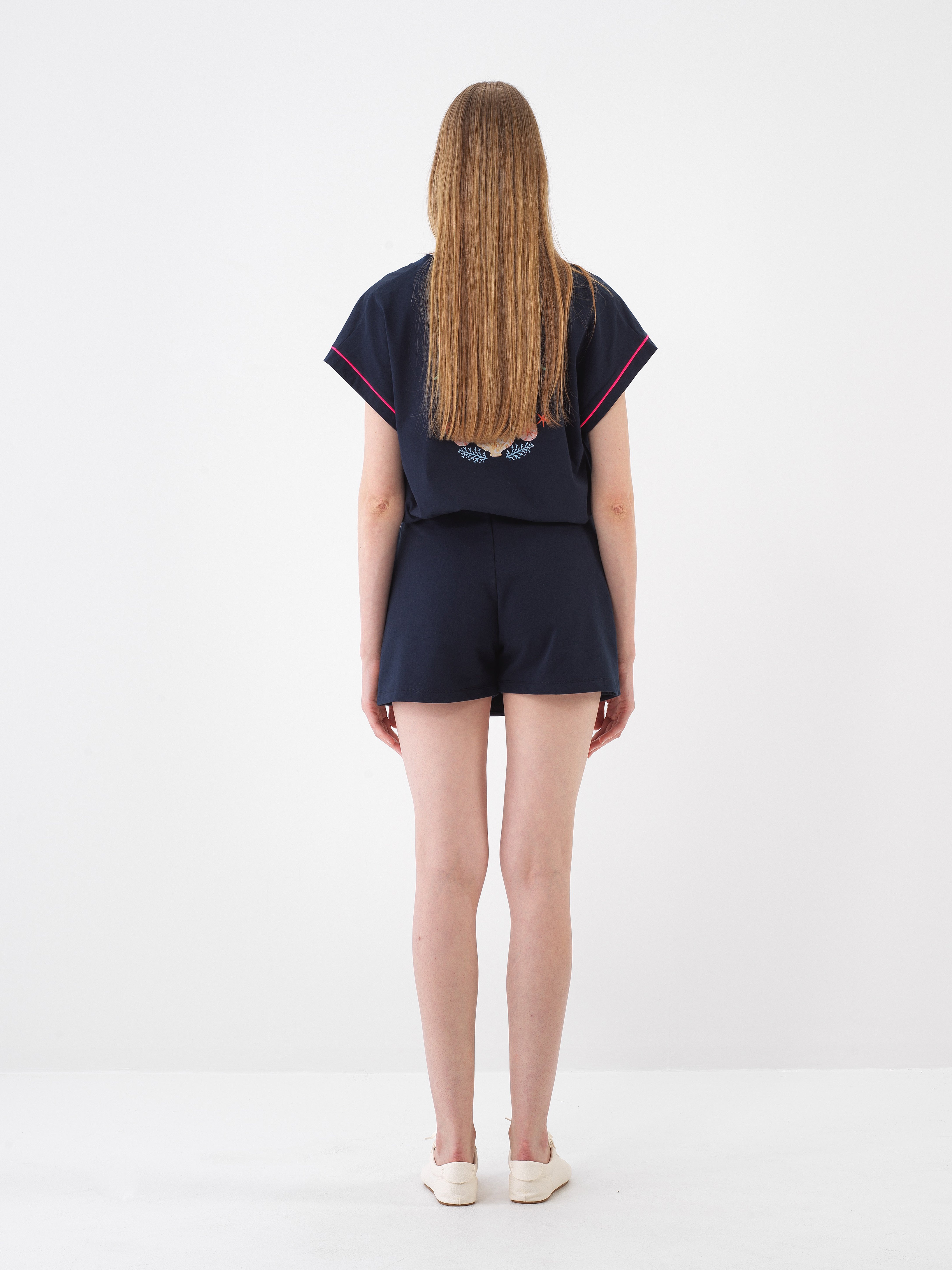 Xint Navy Regular Fit Cotton Skort
