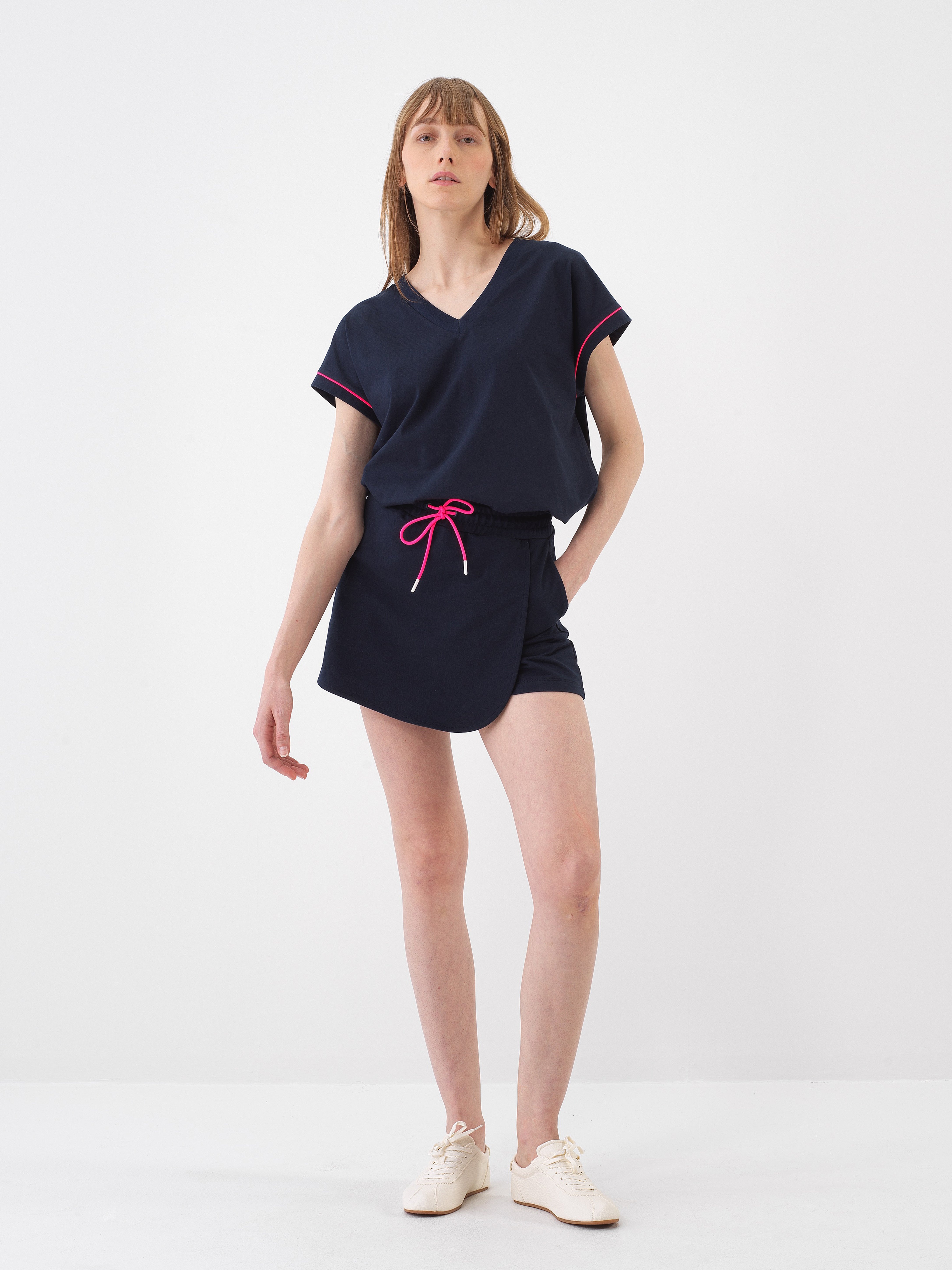 Xint Navy Regular Fit Cotton Skort