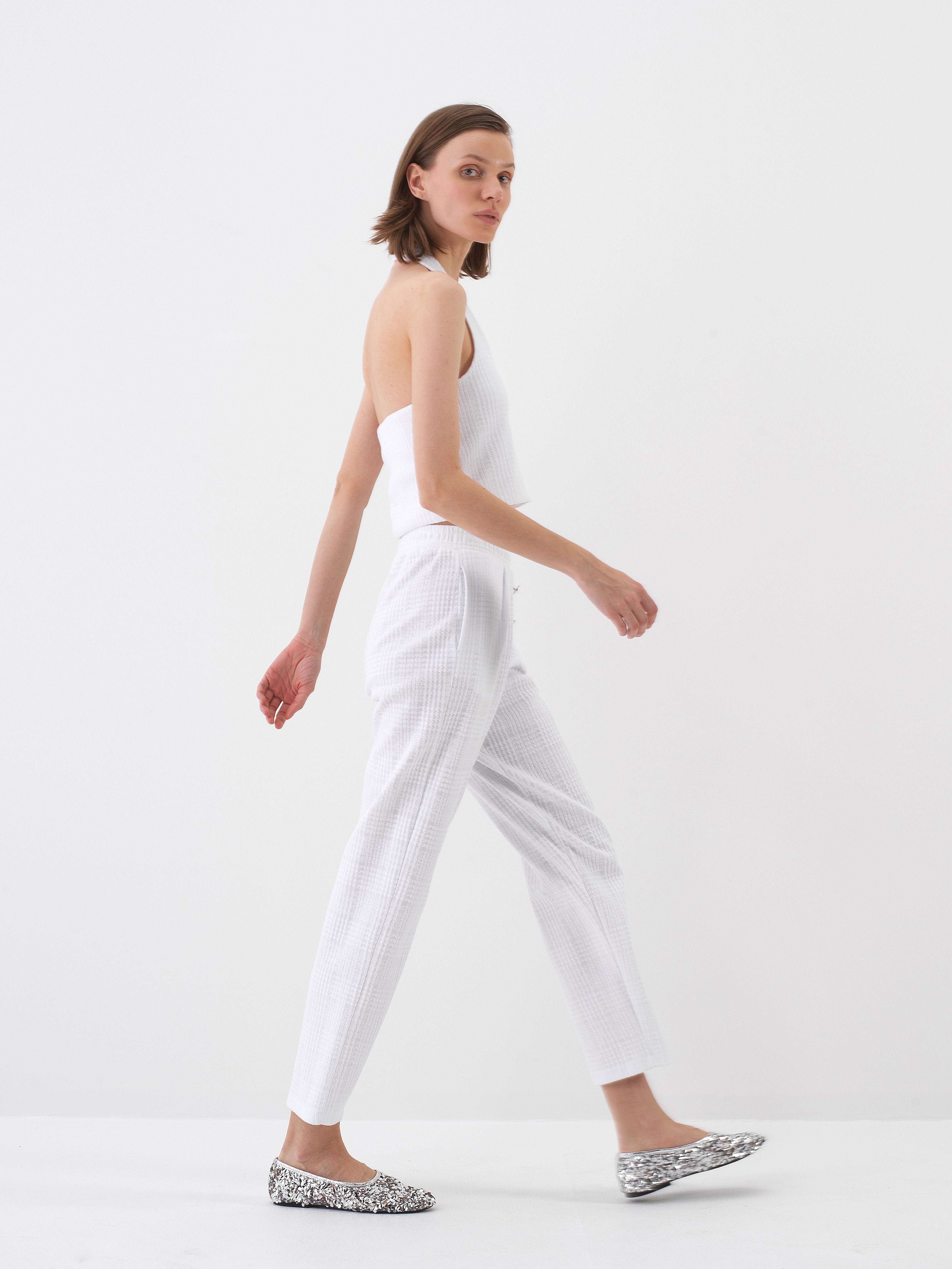 Xint White Regular Fit Cotton Pant