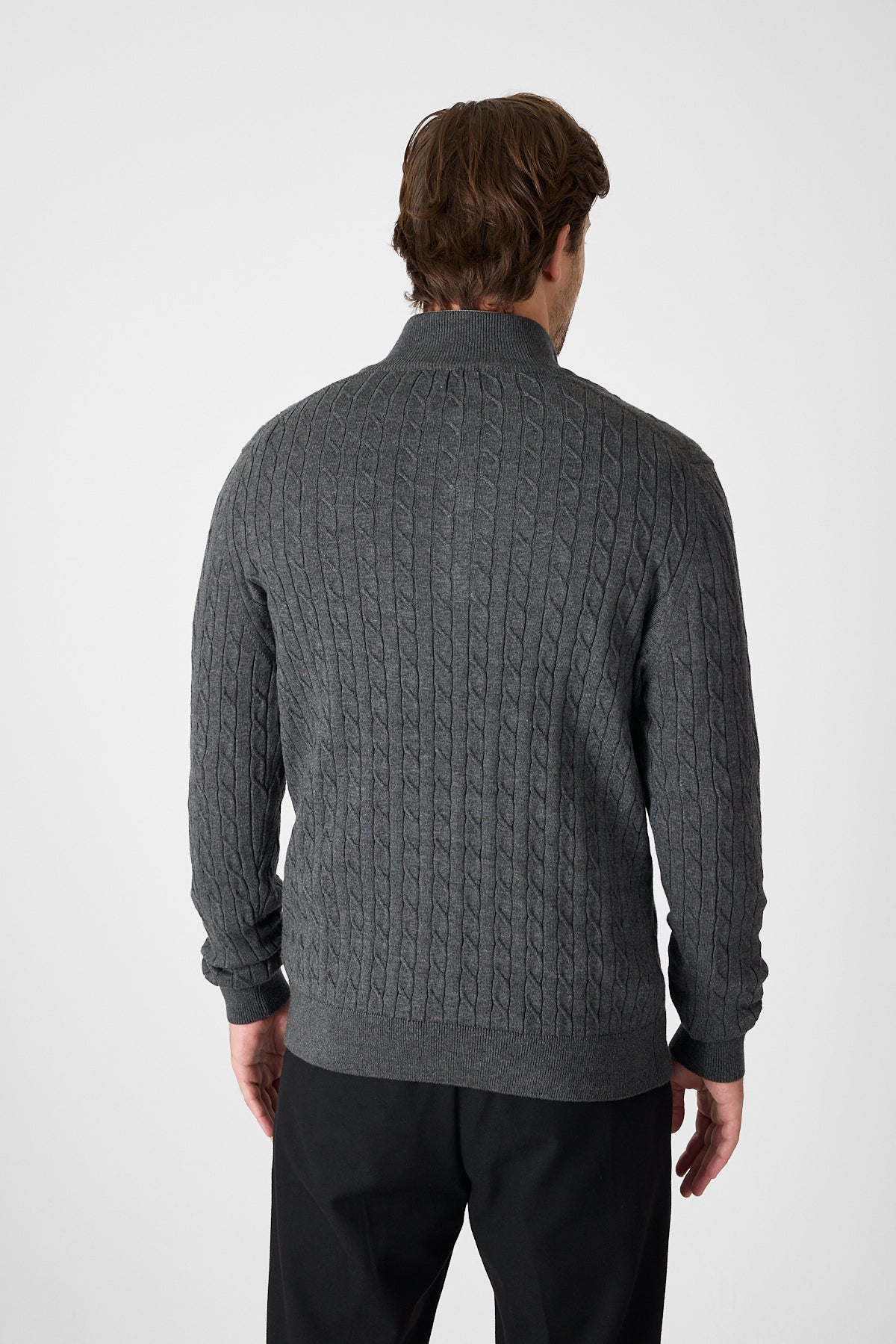 Antra Cable Knit Textured Quarter Zip Pullover