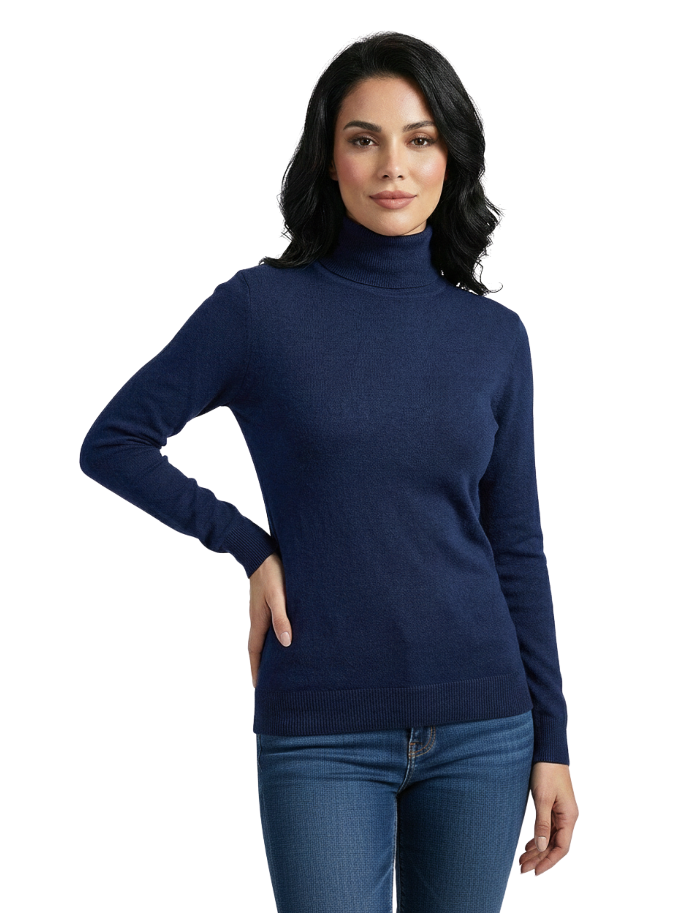 Long Sleeved Navy Sweater Stand up Collar