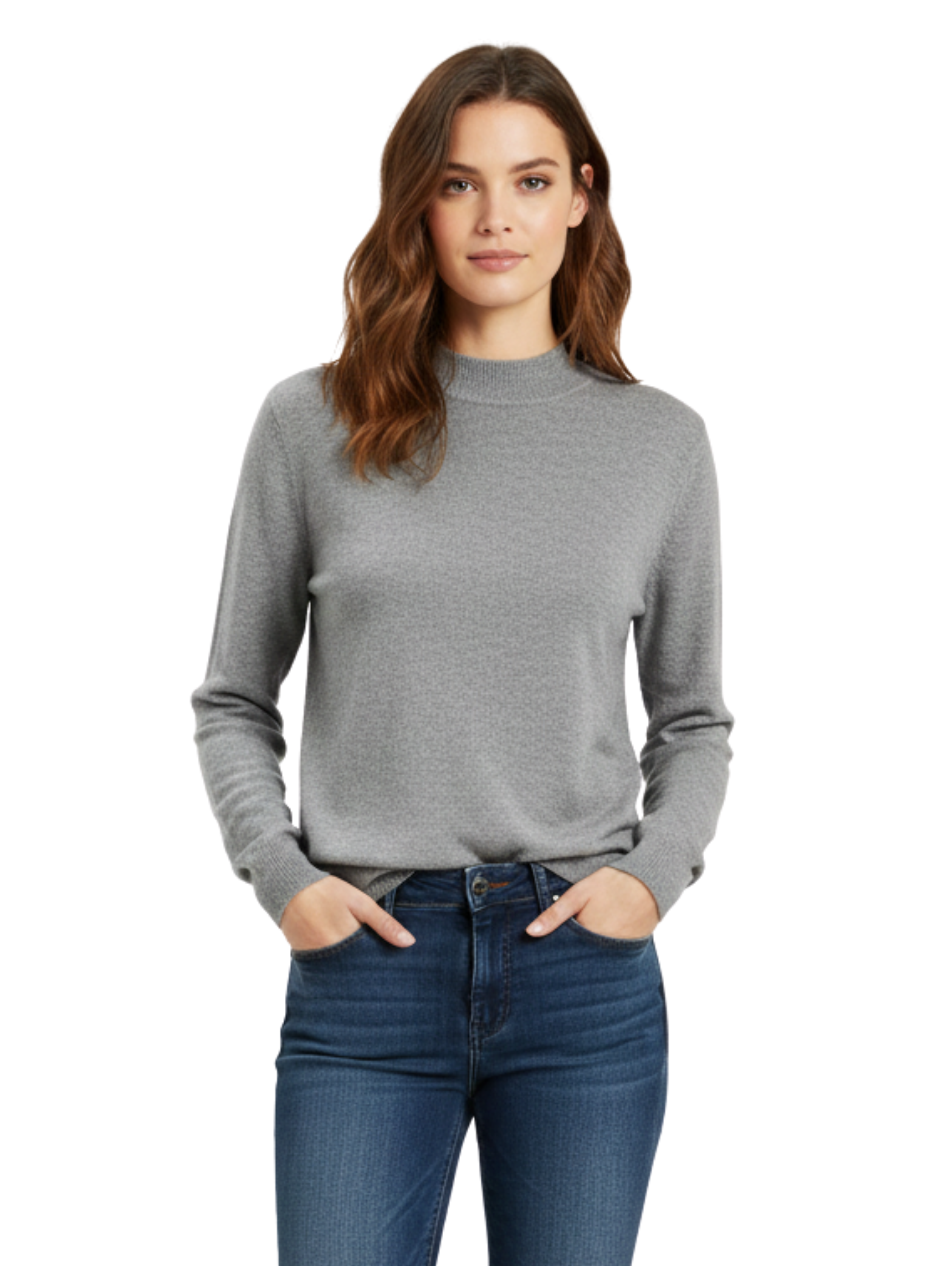 Long Sleeved Grey Sweater Stand up Collar
