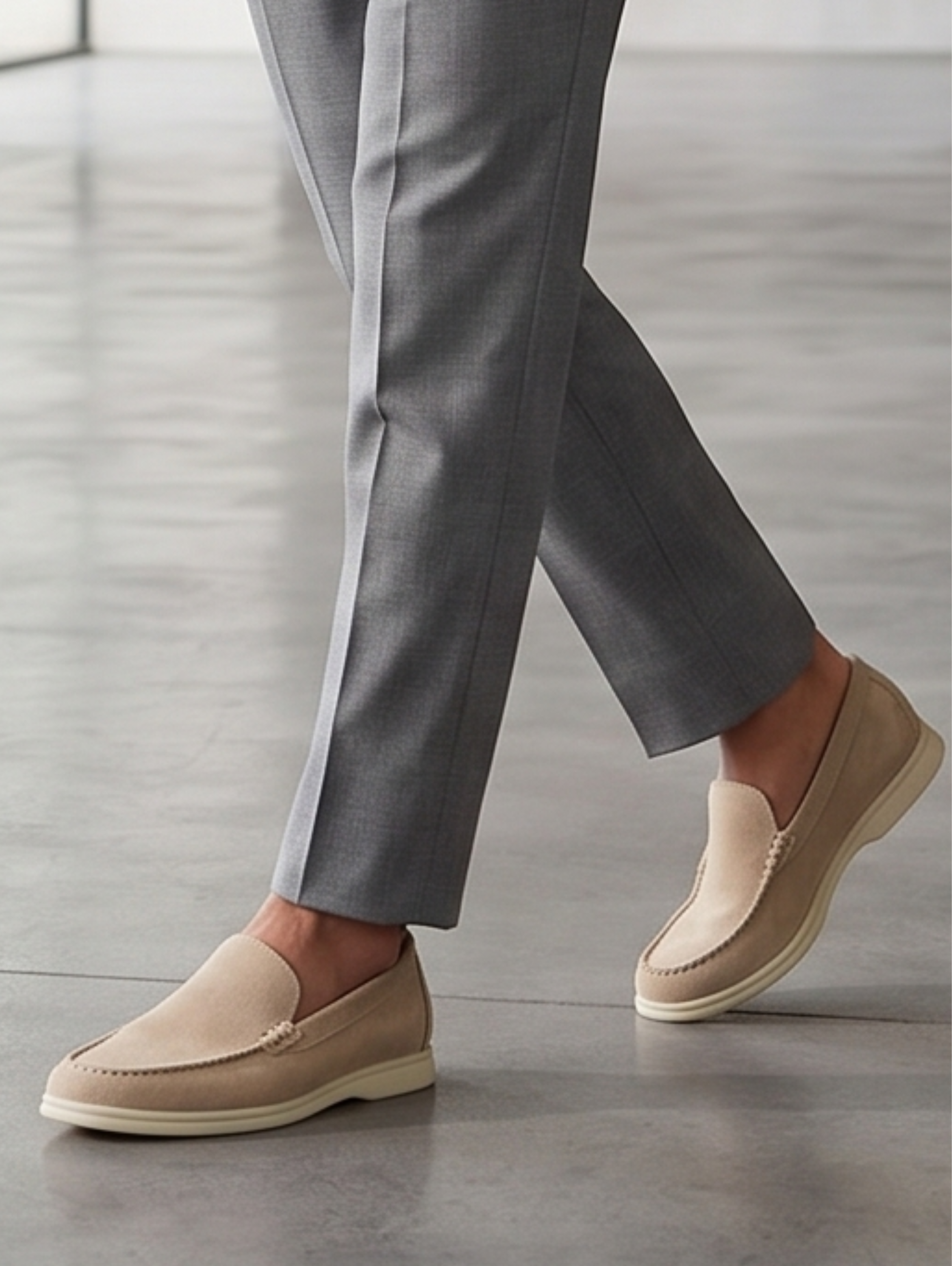 Beige Casual Slip On Flat Loafers