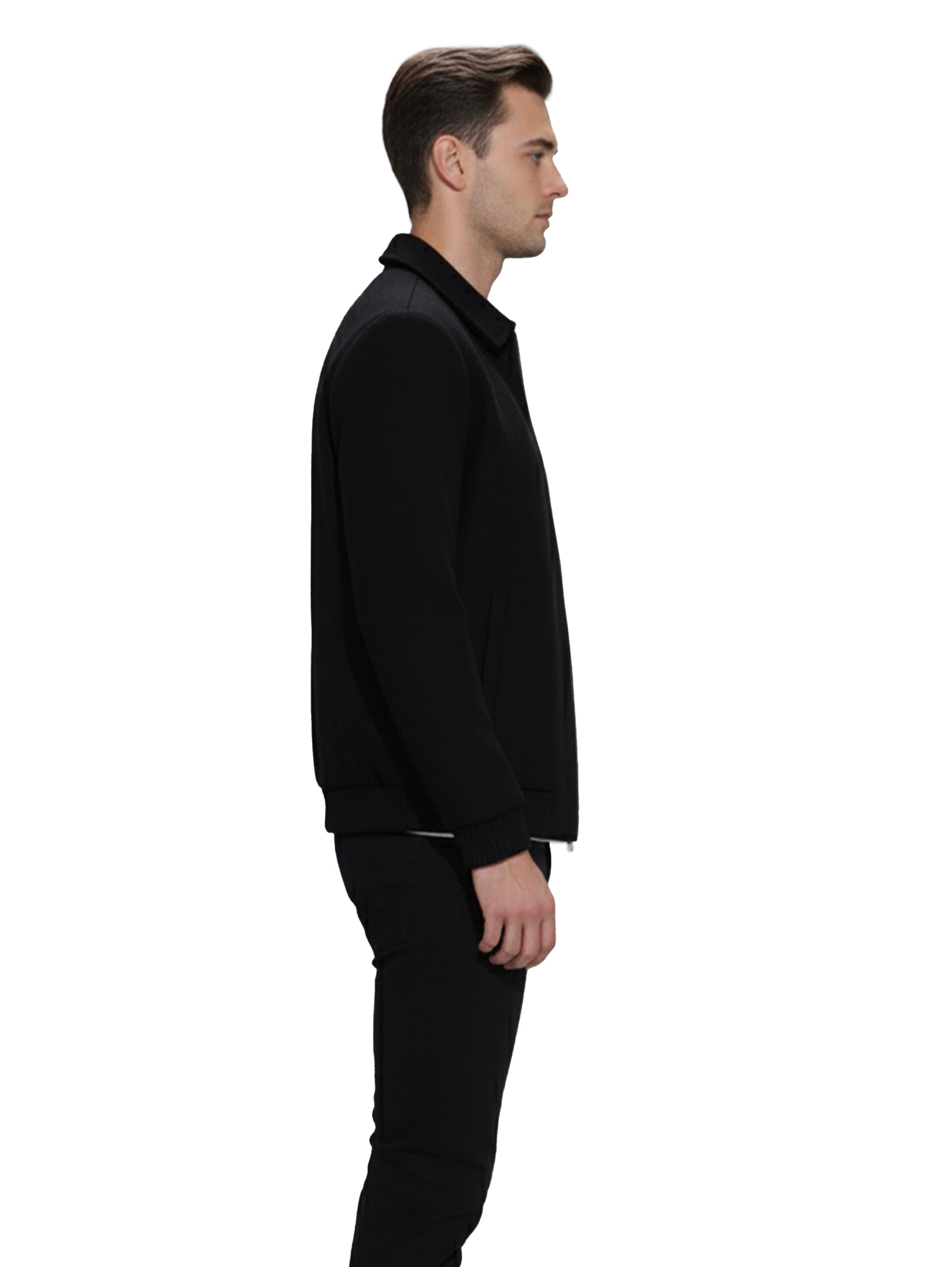 Black Zippered Jacket With Collar