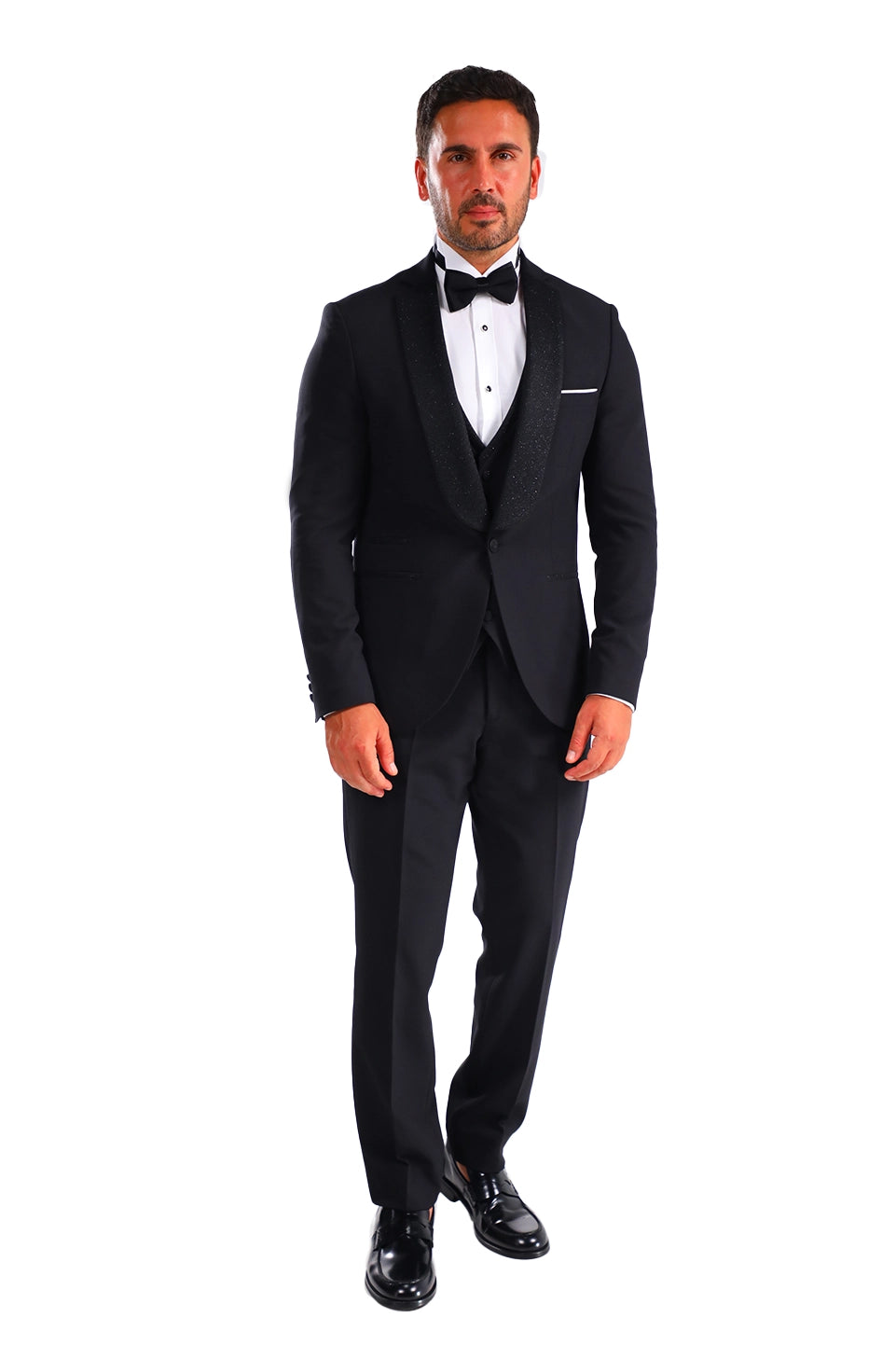 Black Tuxedo Classic Suit With Shining Details