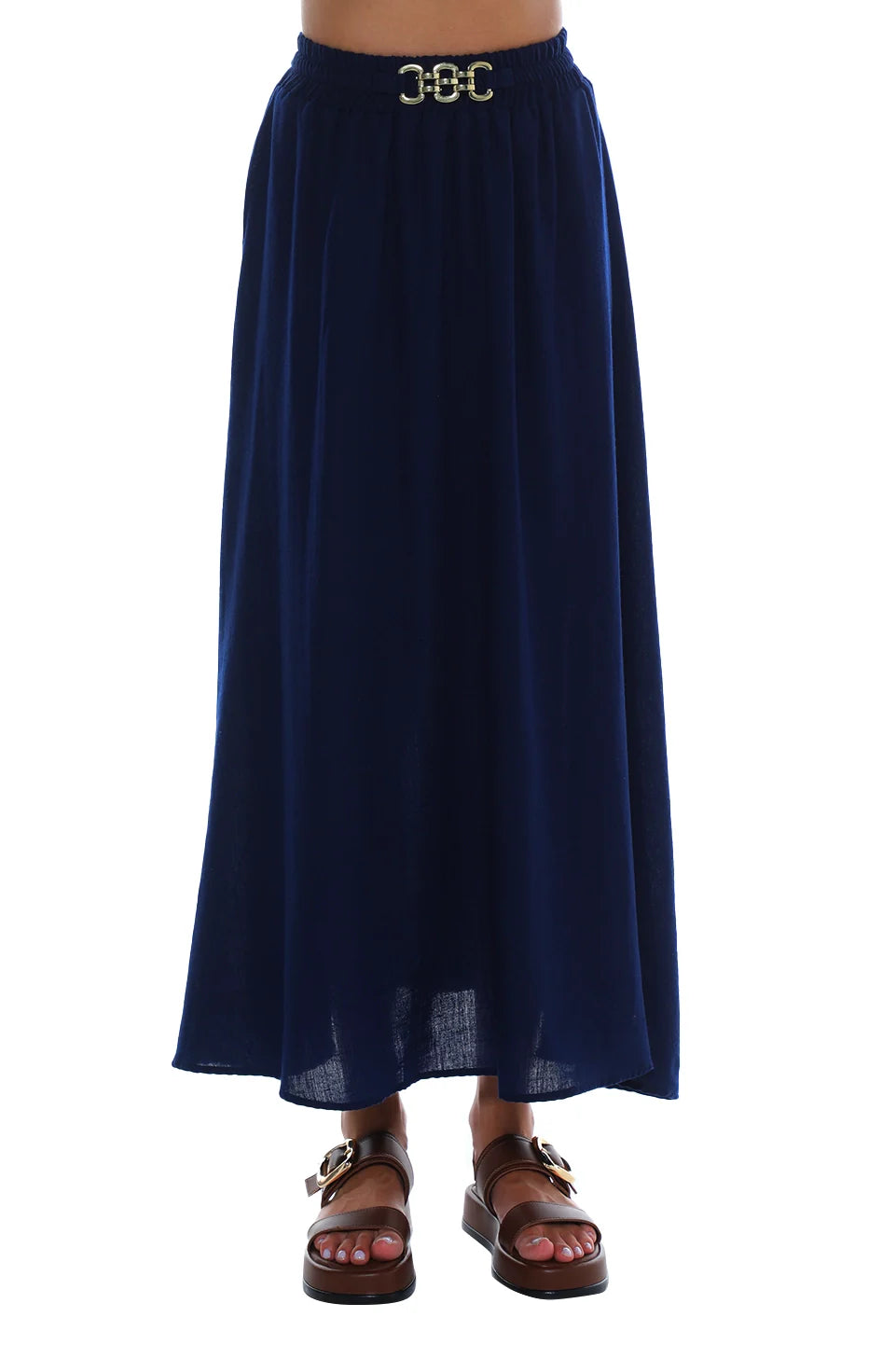 Maxi Navy Belted Skirt