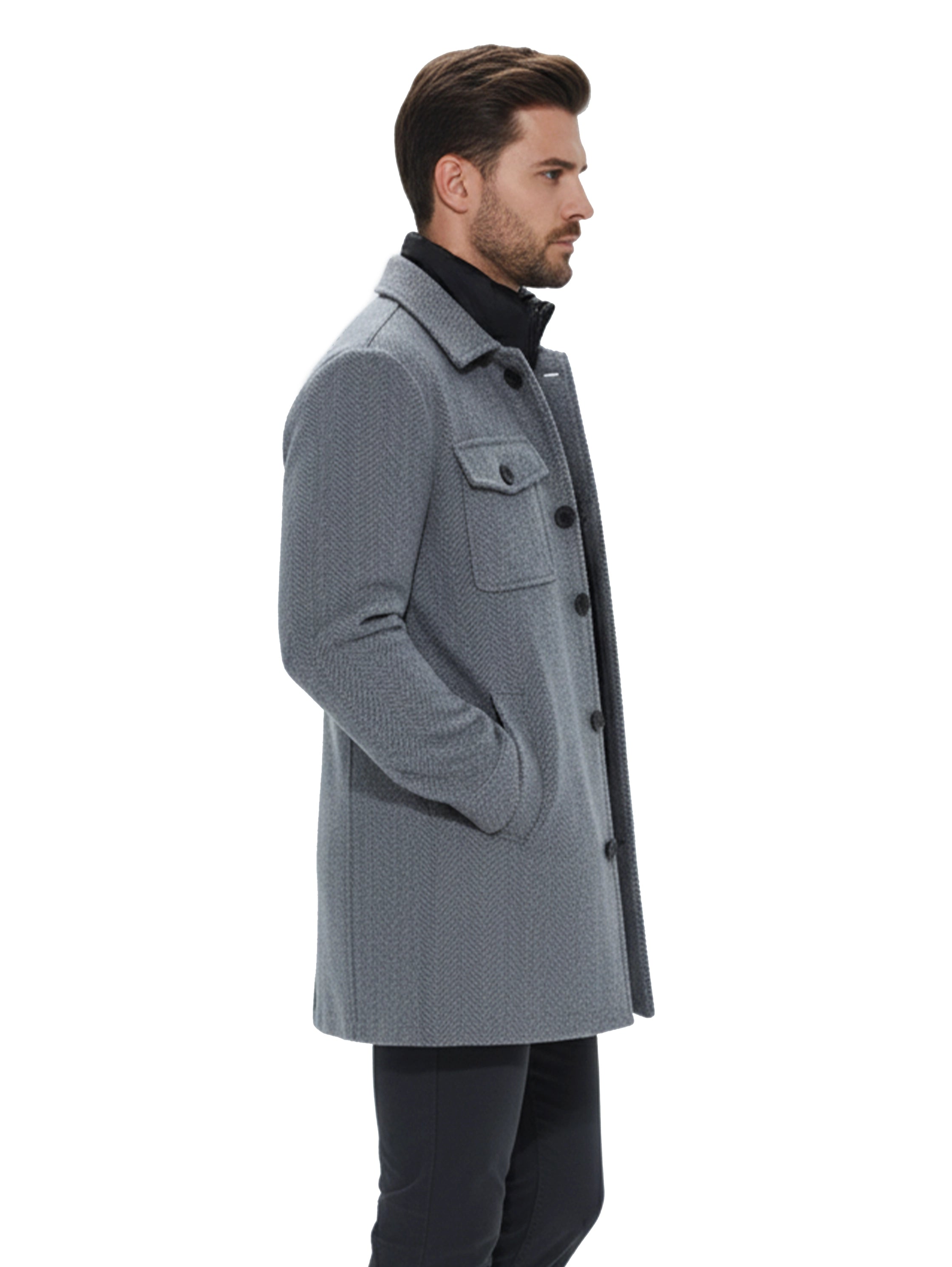 Grey Coat With Removable Inside Layer