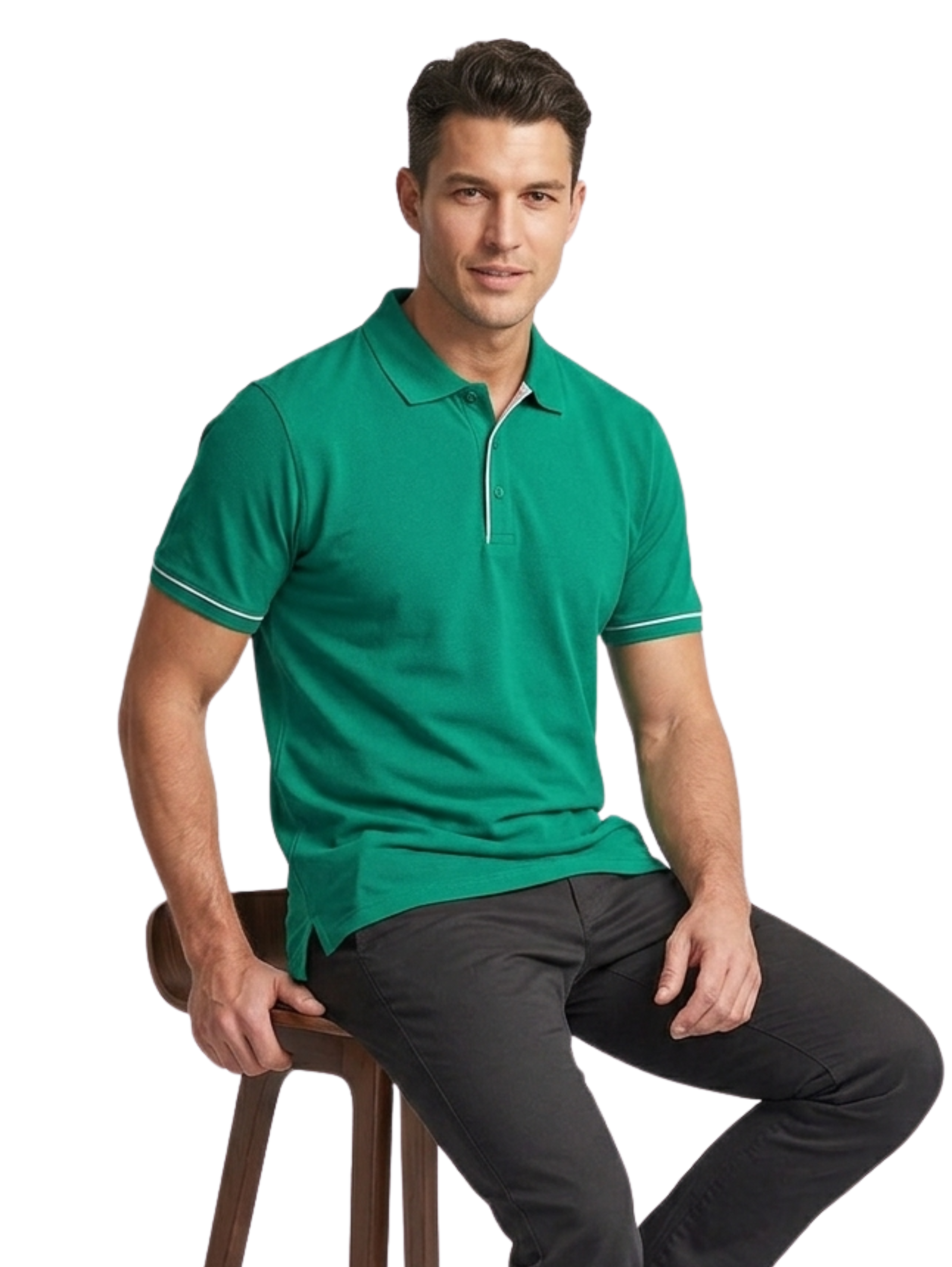 Green Slim Fit Polo With Collar