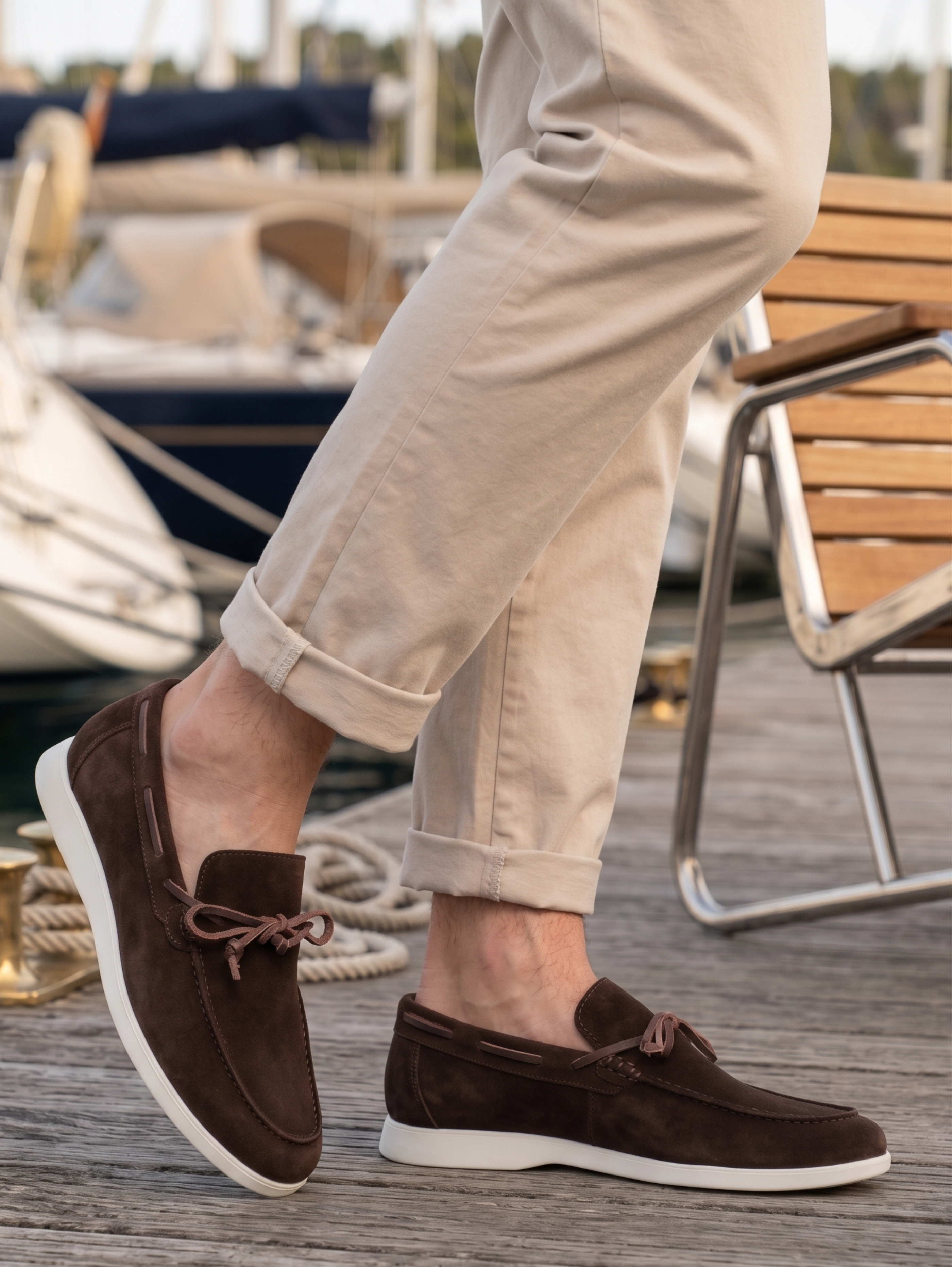 Brown Slip-On Loafer Casual Shoes With White Soles