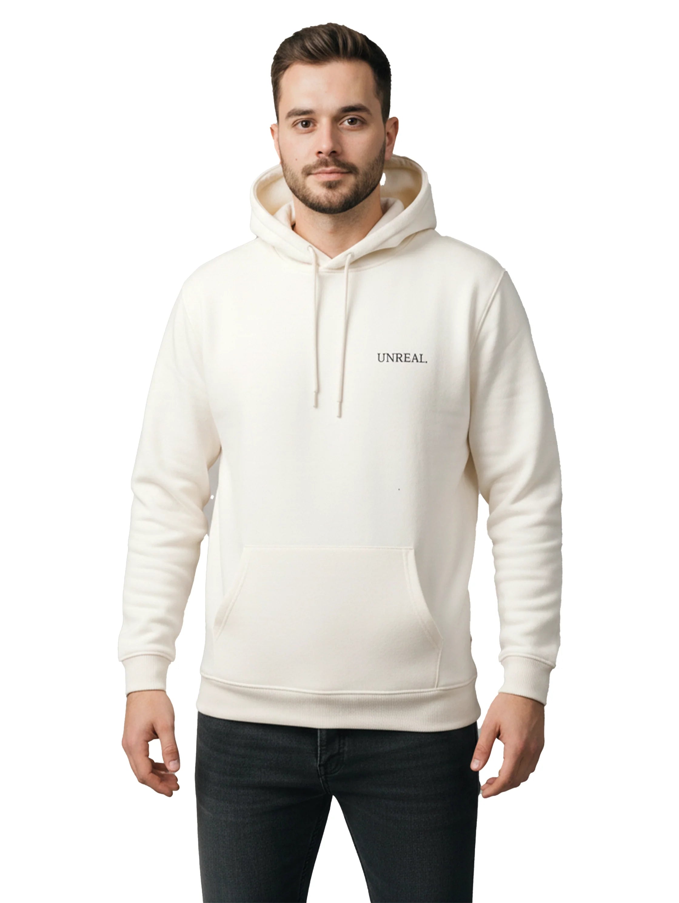 Offwhite Casual Hoodie With Kangaroo Pocket