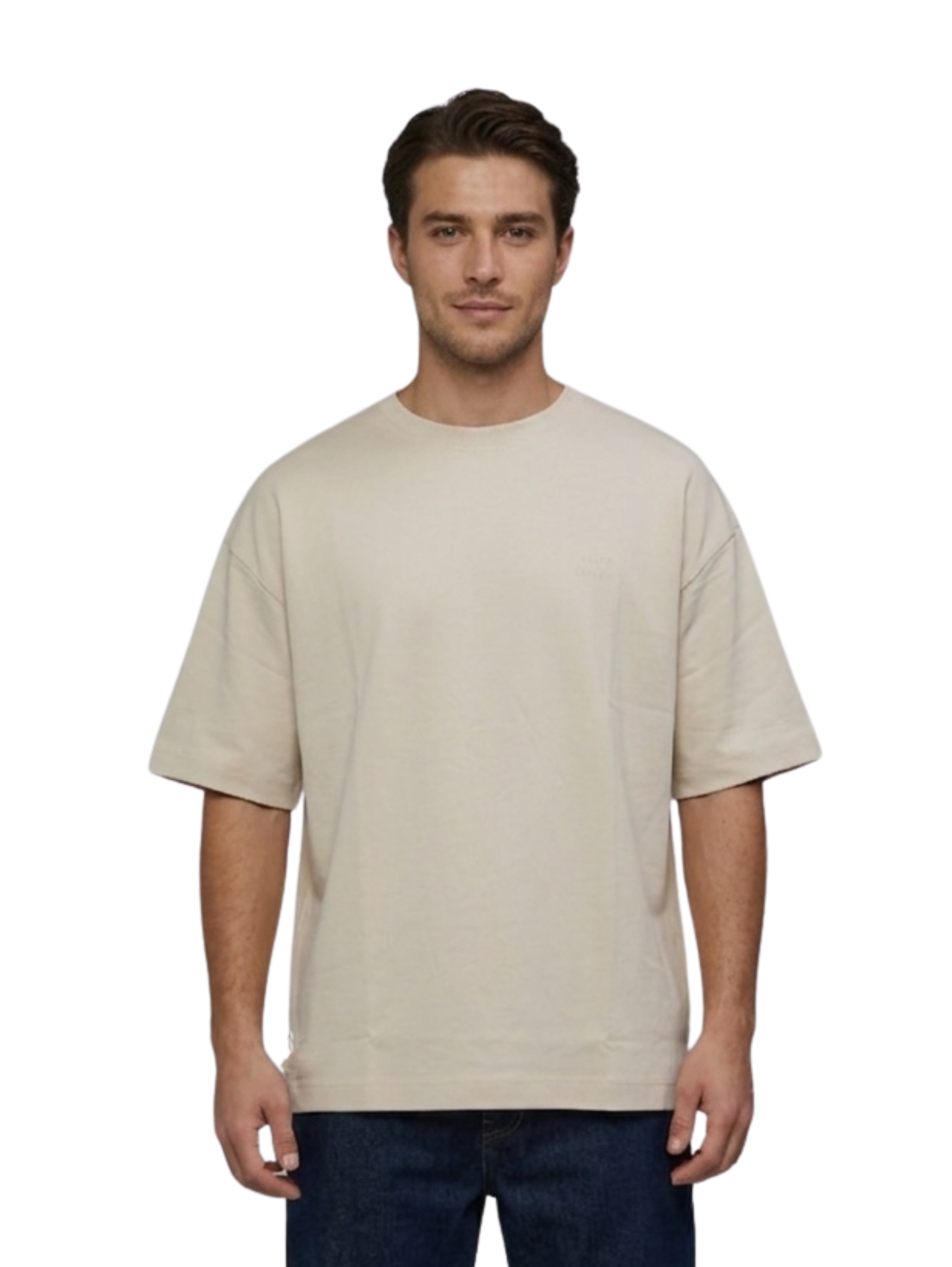 Oversized Beige T-Shirt With Printed Back Design