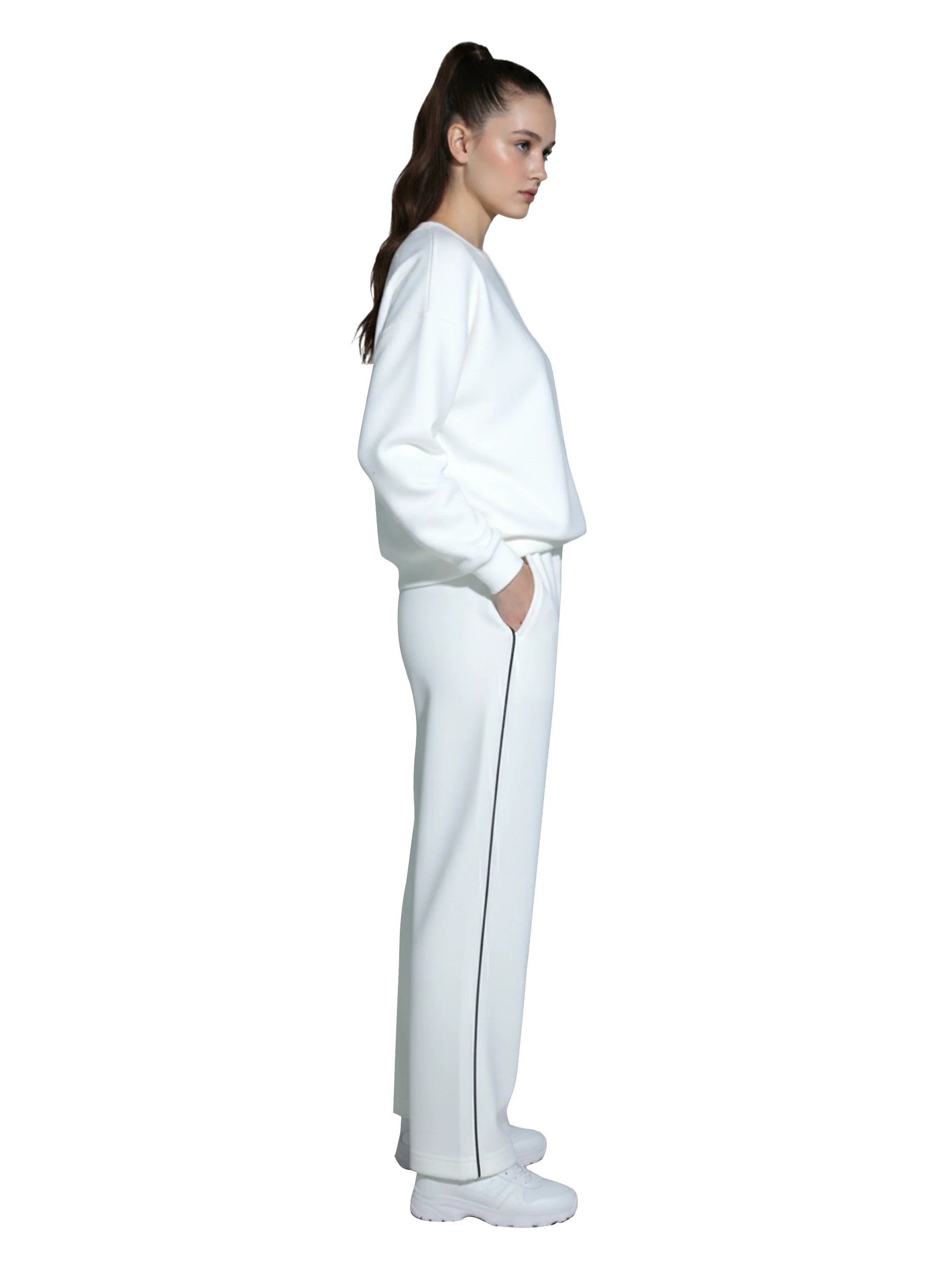 White Pant & Sweater Cotton Set