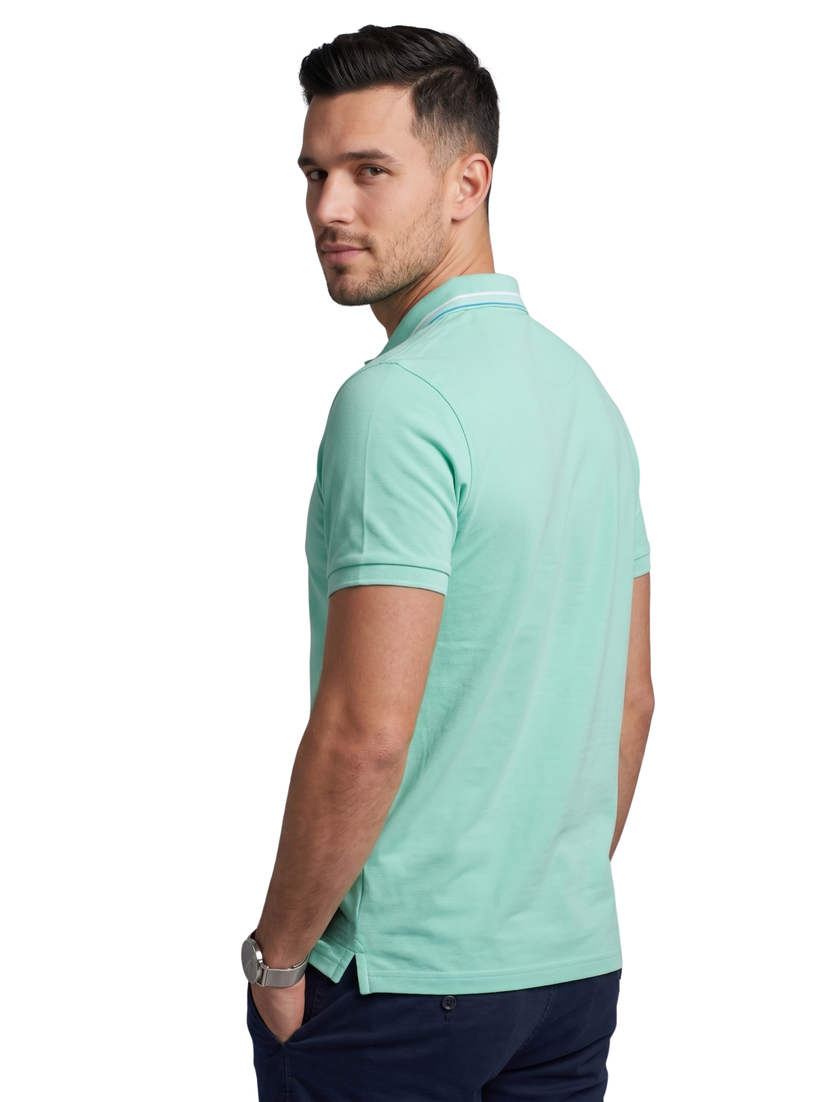 Mint Slim Fit Short Sleeved Polo